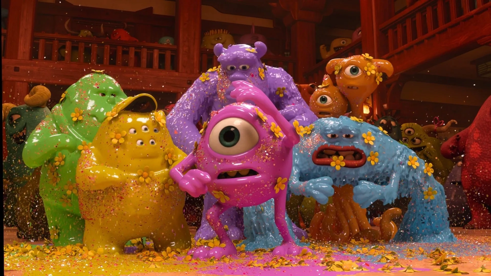 Billy Crystal, John Goodman, David Foley, Sean Hayes, Charlie Day, Joel Murray, and Peter Sohn in Monsters University (2013)