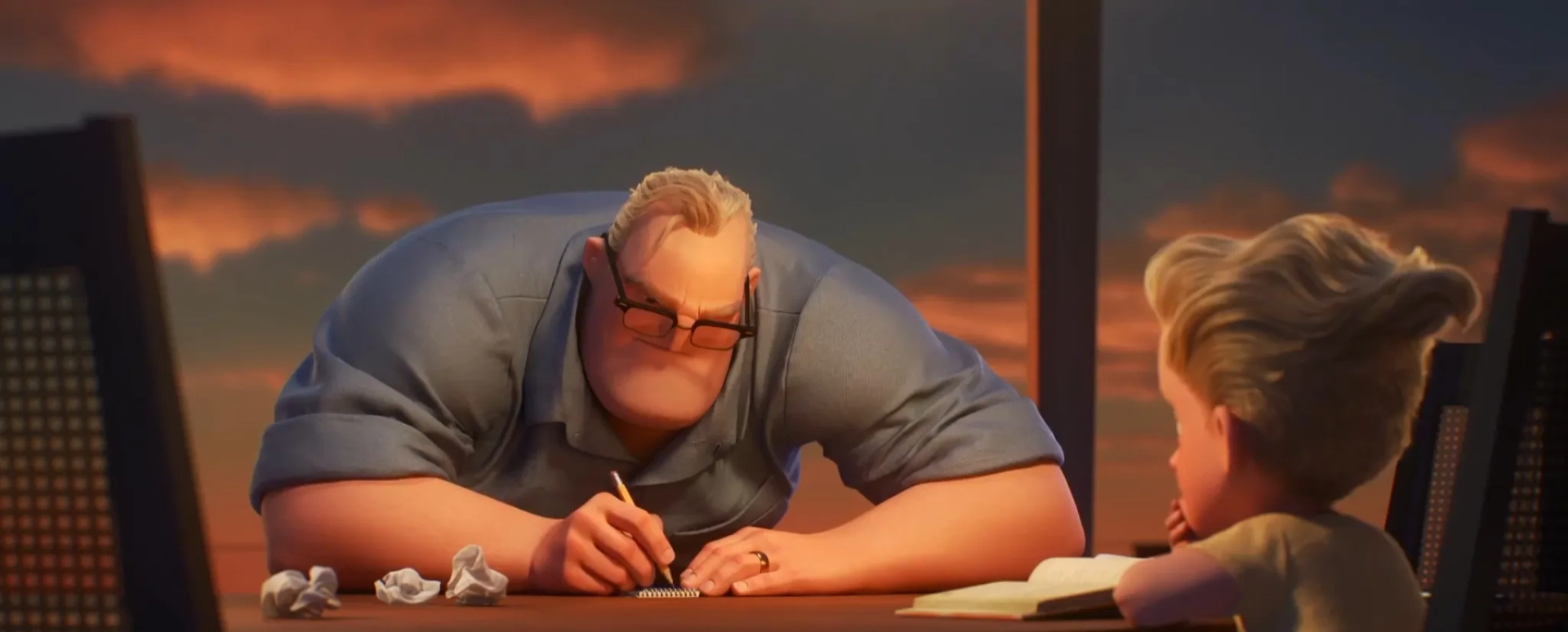 Craig T. Nelson and Huck Milner in Incredibles 2 (2018)