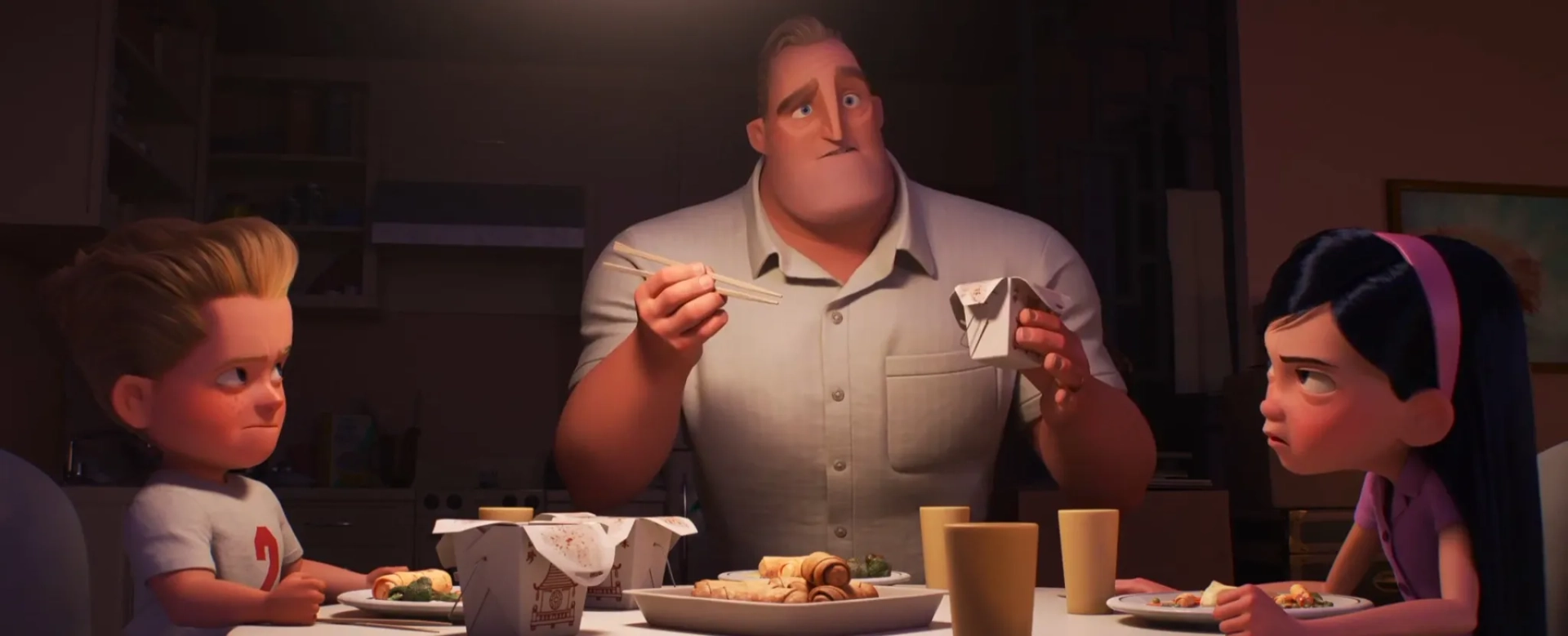 Craig T. Nelson, Sarah Vowell, and Huck Milner in Incredibles 2 (2018)