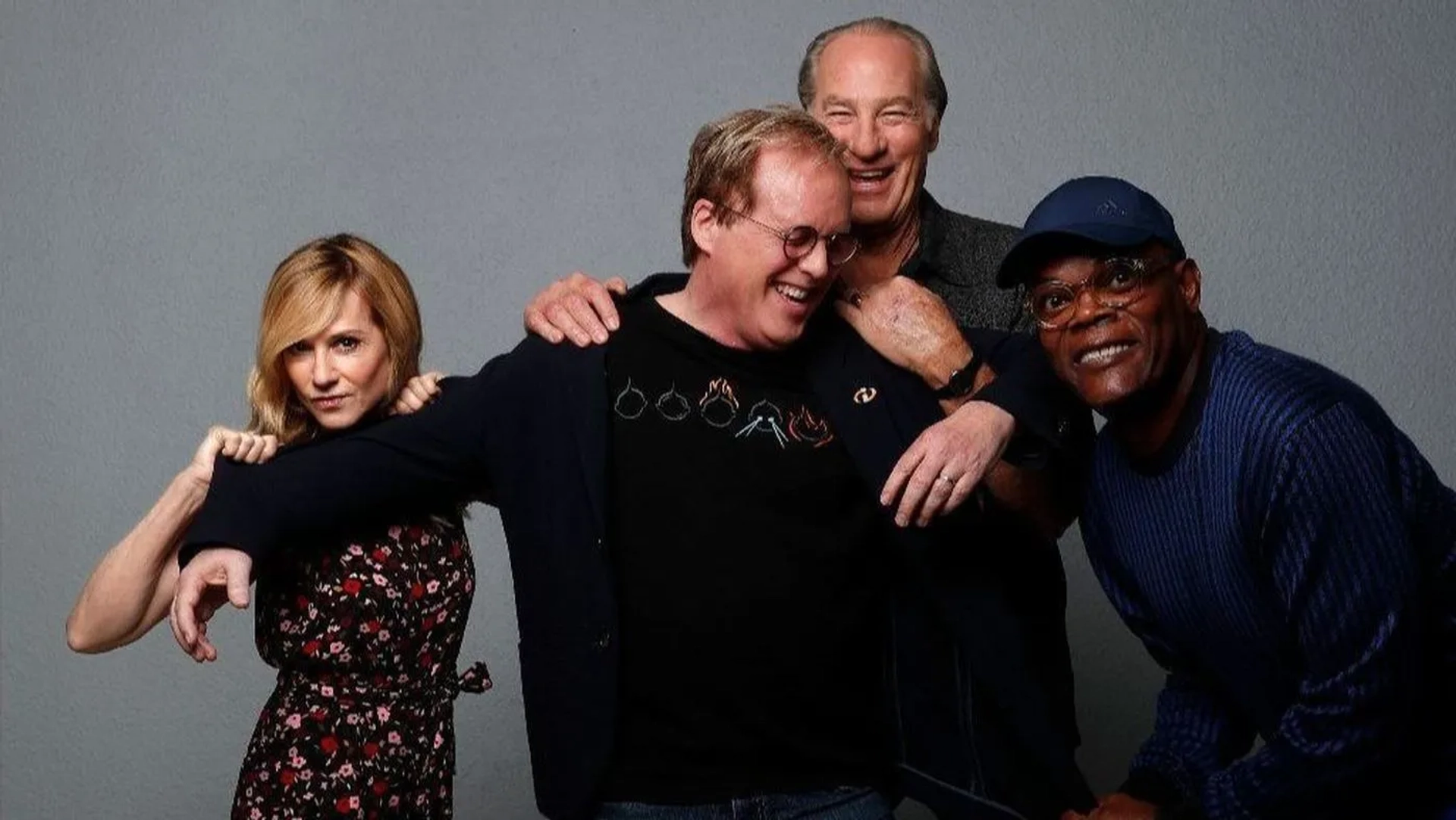 Samuel L. Jackson, Holly Hunter, Craig T. Nelson, and Brad Bird in Incredibles 2 (2018)