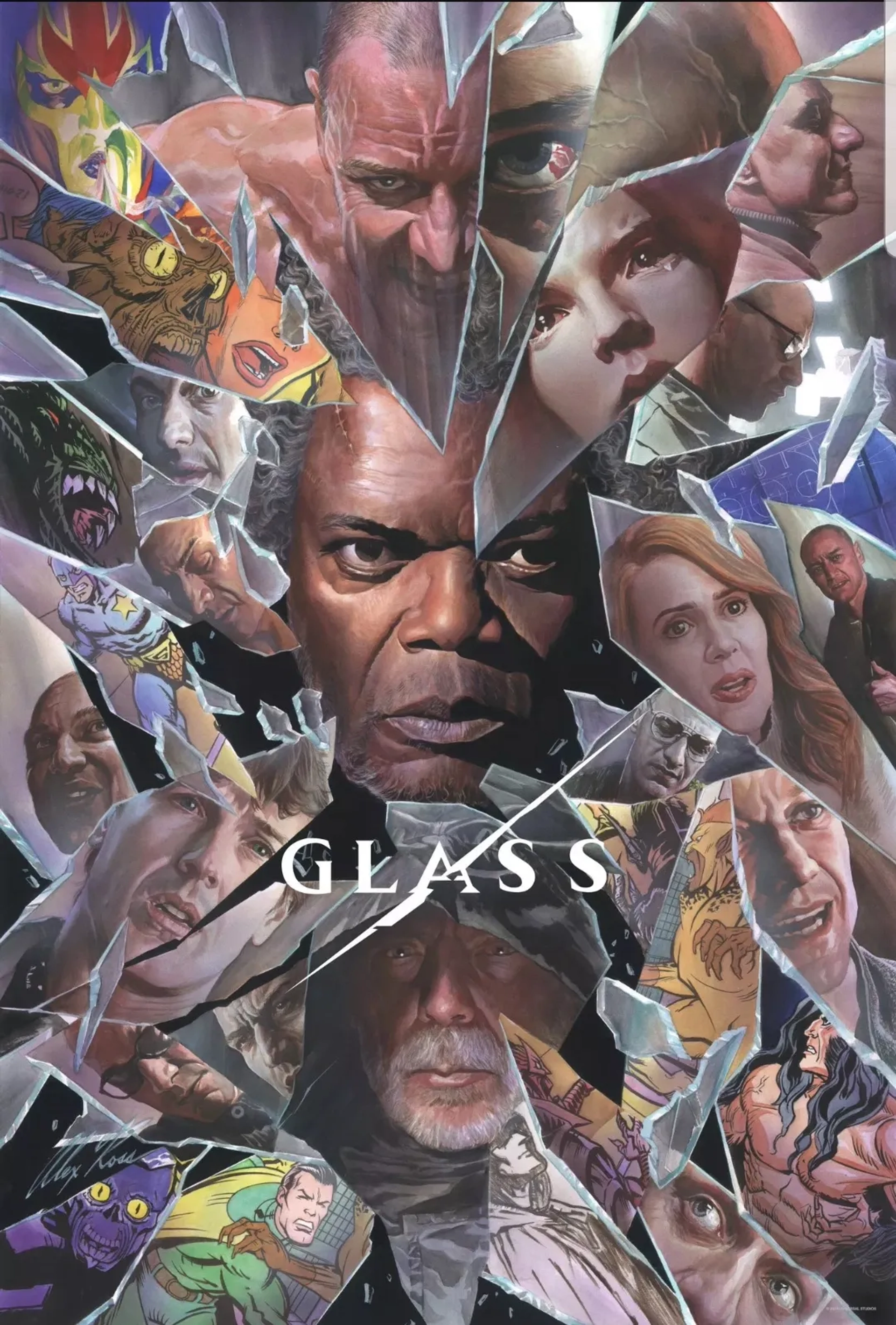 Samuel L. Jackson, Bruce Willis, Spencer Treat Clark, Sarah Paulson, James McAvoy, and Anya Taylor-Joy in Glass (2019)