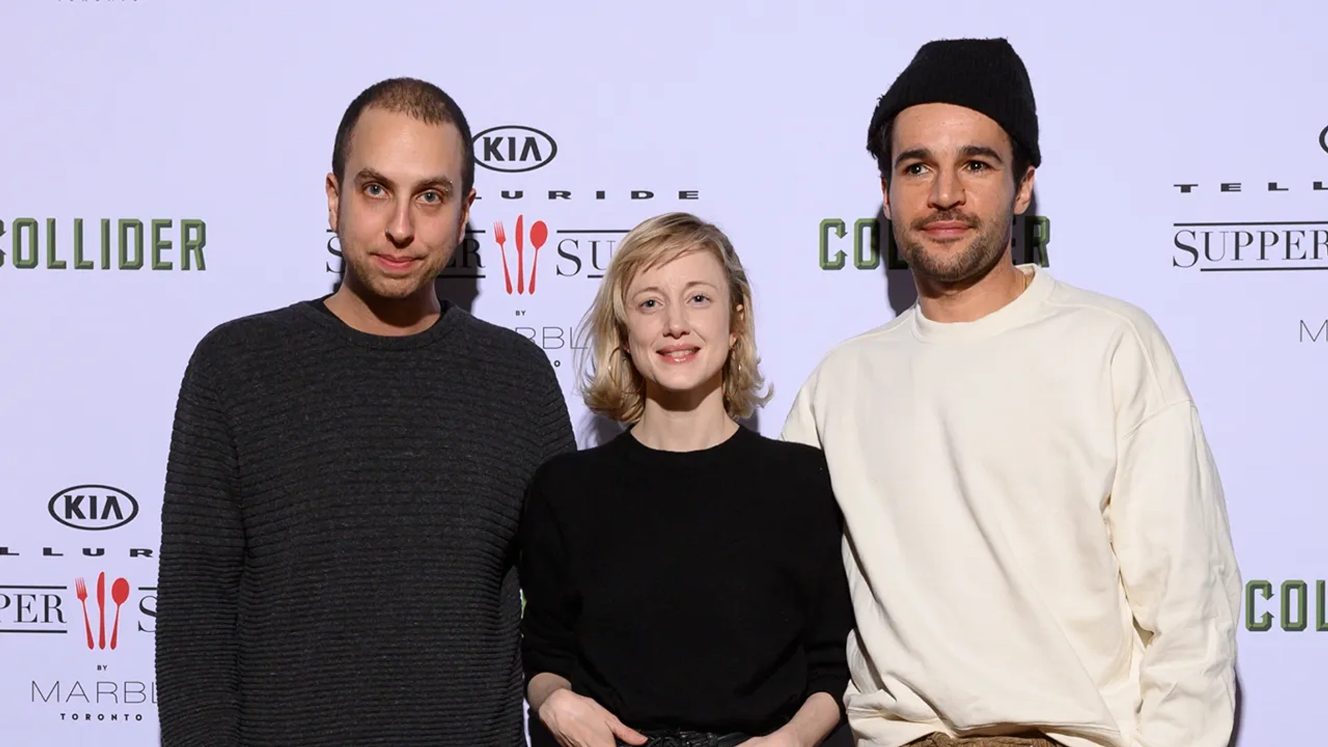 Brandon Cronenberg, Andrea Riseborough, and Christopher Abbott at an event for Possessor (2020)