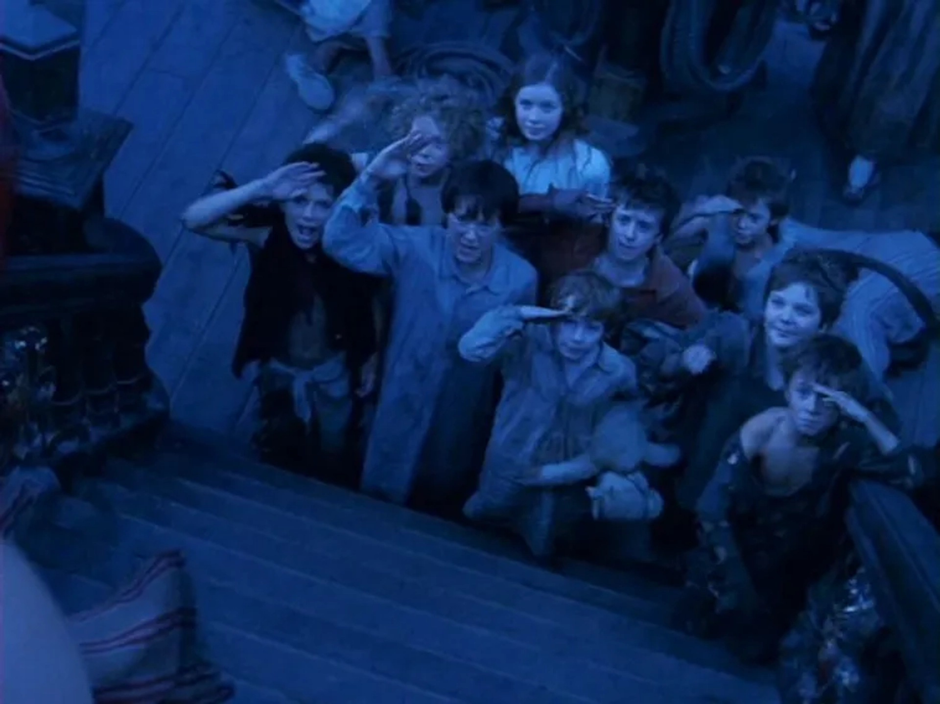 Harry Eden, George MacKay, Harry Newell, Freddie Popplewell, Rupert Simonian, Theodore Chester, Lachlan Gooch, and Patrick Gooch in Peter Pan (2003)