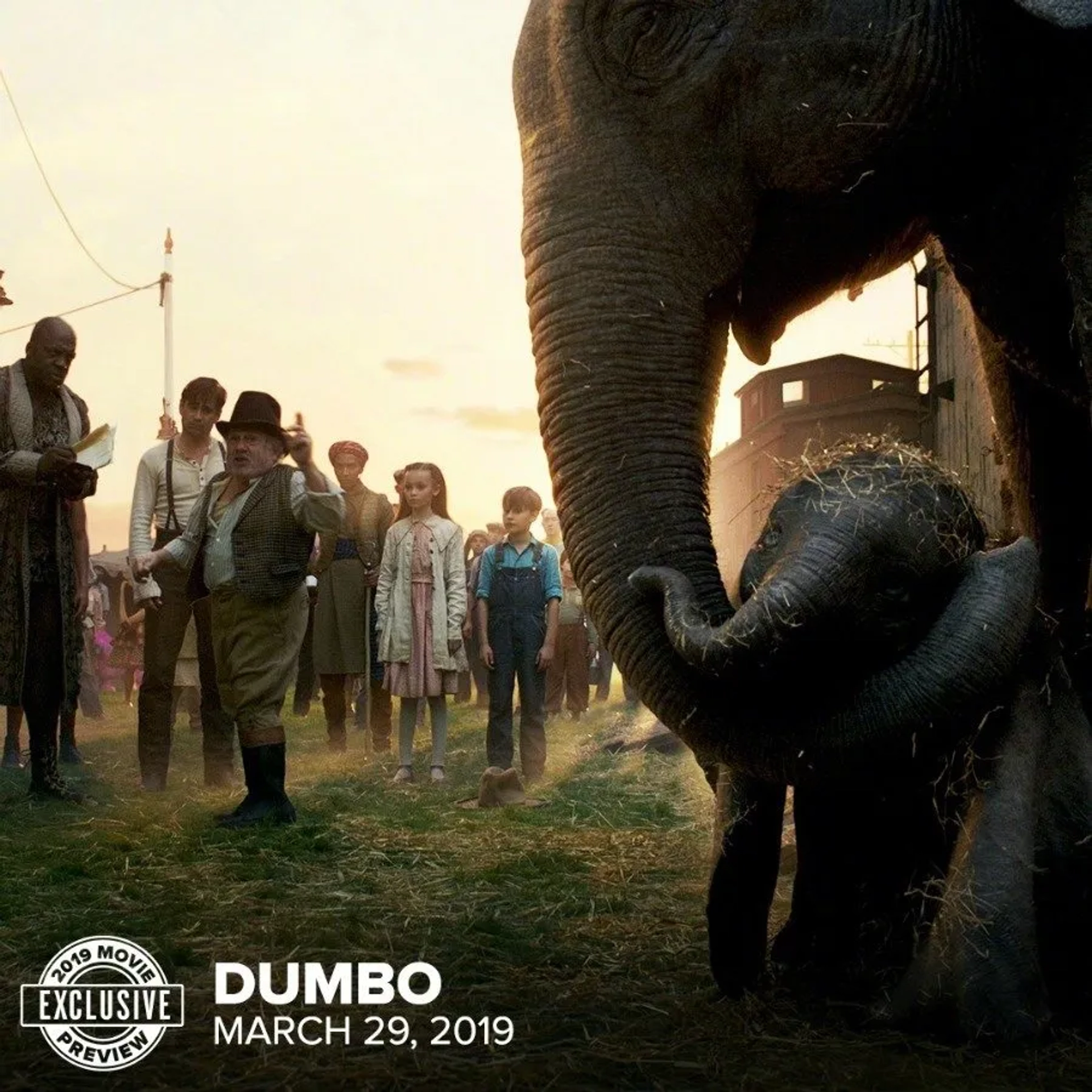 Danny DeVito, Colin Farrell, Deobia Oparei, Ragevan Vasan, and Nico Parker in Dumbo (2019)