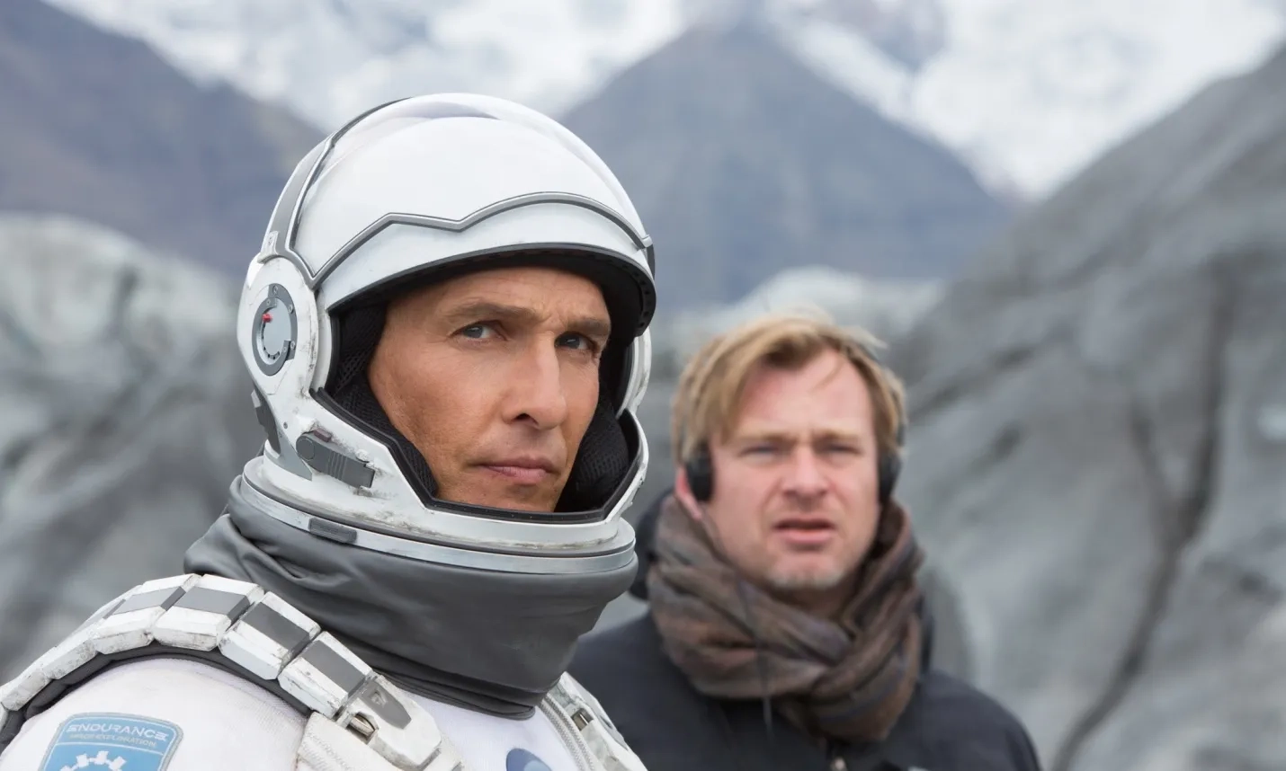 Matthew McConaughey and Christopher Nolan in Interstellar (2014)