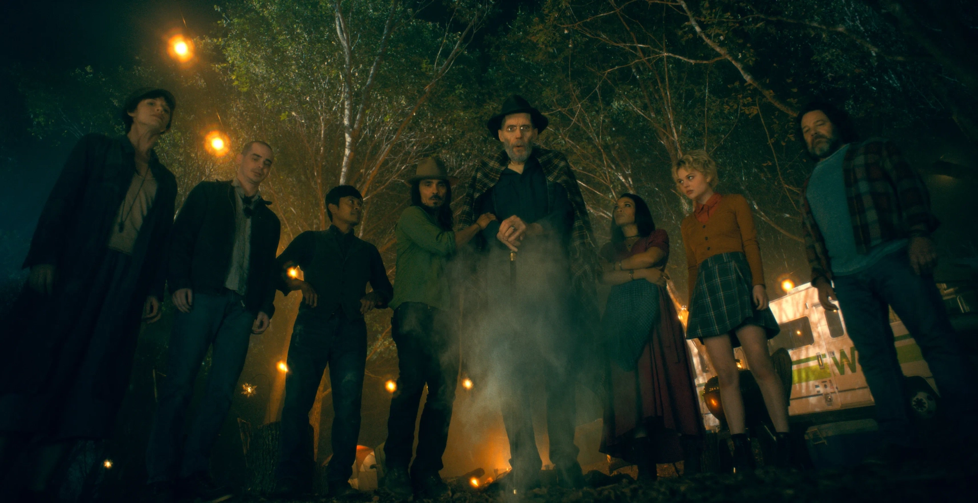 Robert Longstreet, Zahn McClarnon, Carel Struycken, Mike Flanagan, Jamie Flanagan, Emily Alyn Lind, Katie Parker, Selena Anduze, and Met Clark in Doctor Sleep (2019)