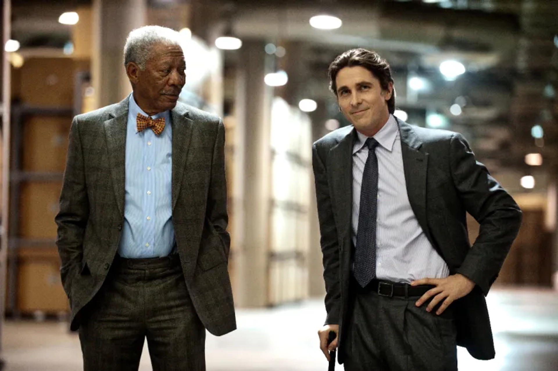 Morgan Freeman and Christian Bale in The Dark Knight Rises (2012)