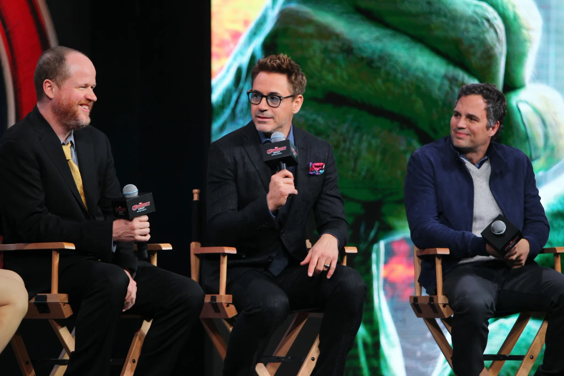 Robert Downey Jr., Mark Ruffalo, and Joss Whedon at an event for Avengers: Age of Ultron (2015)