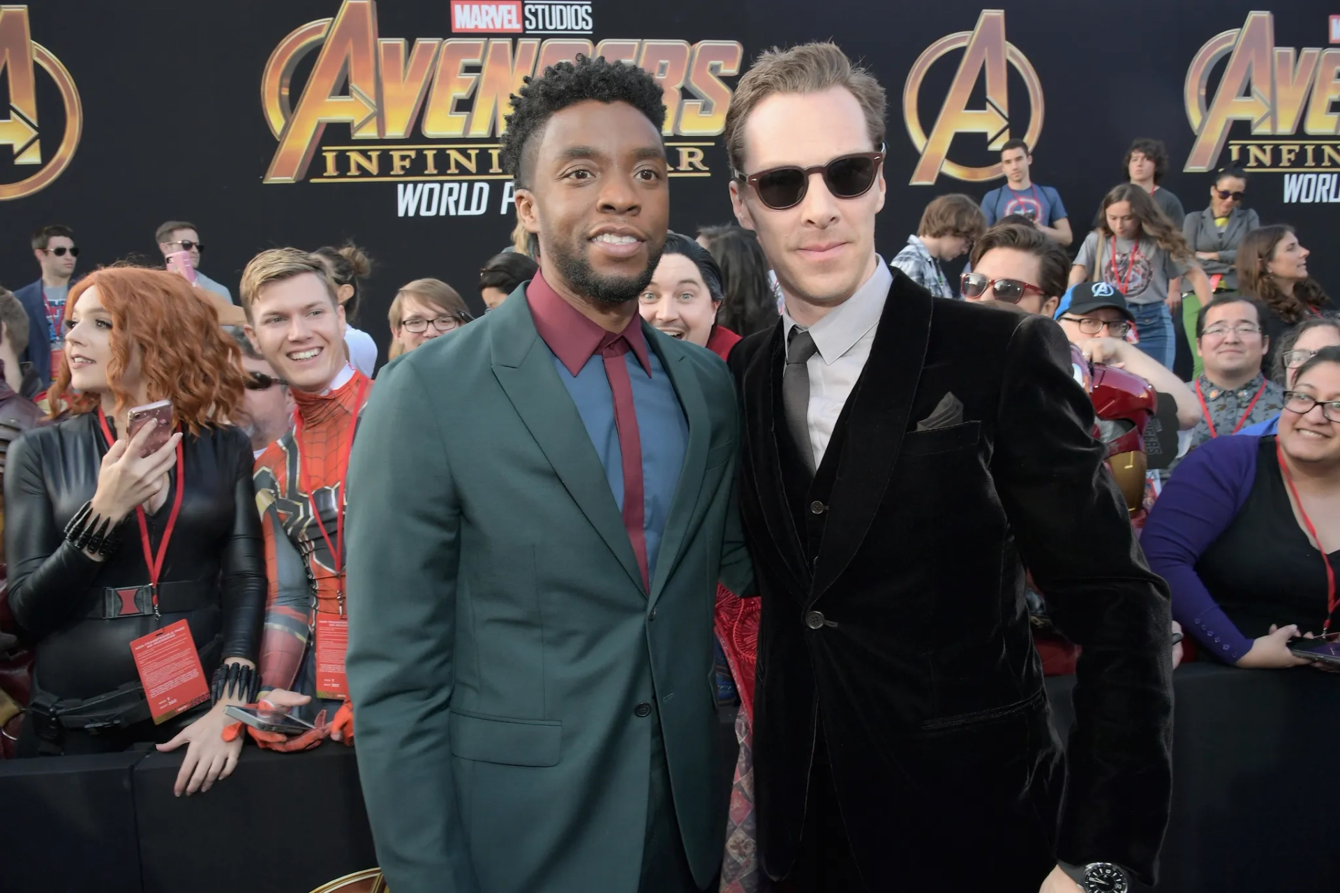 Benedict Cumberbatch and Chadwick Boseman at an event for Avengers: Infinity War (2018)