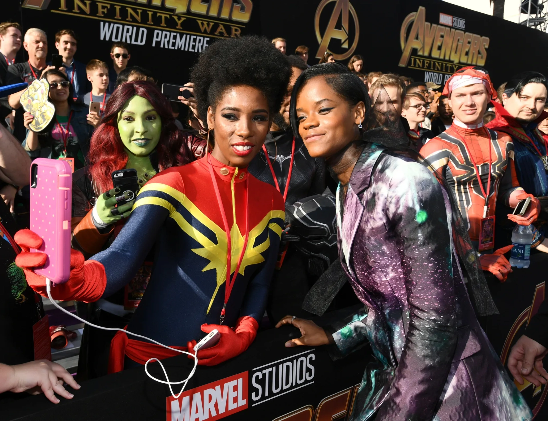 Letitia Wright at an event for Avengers: Infinity War (2018)