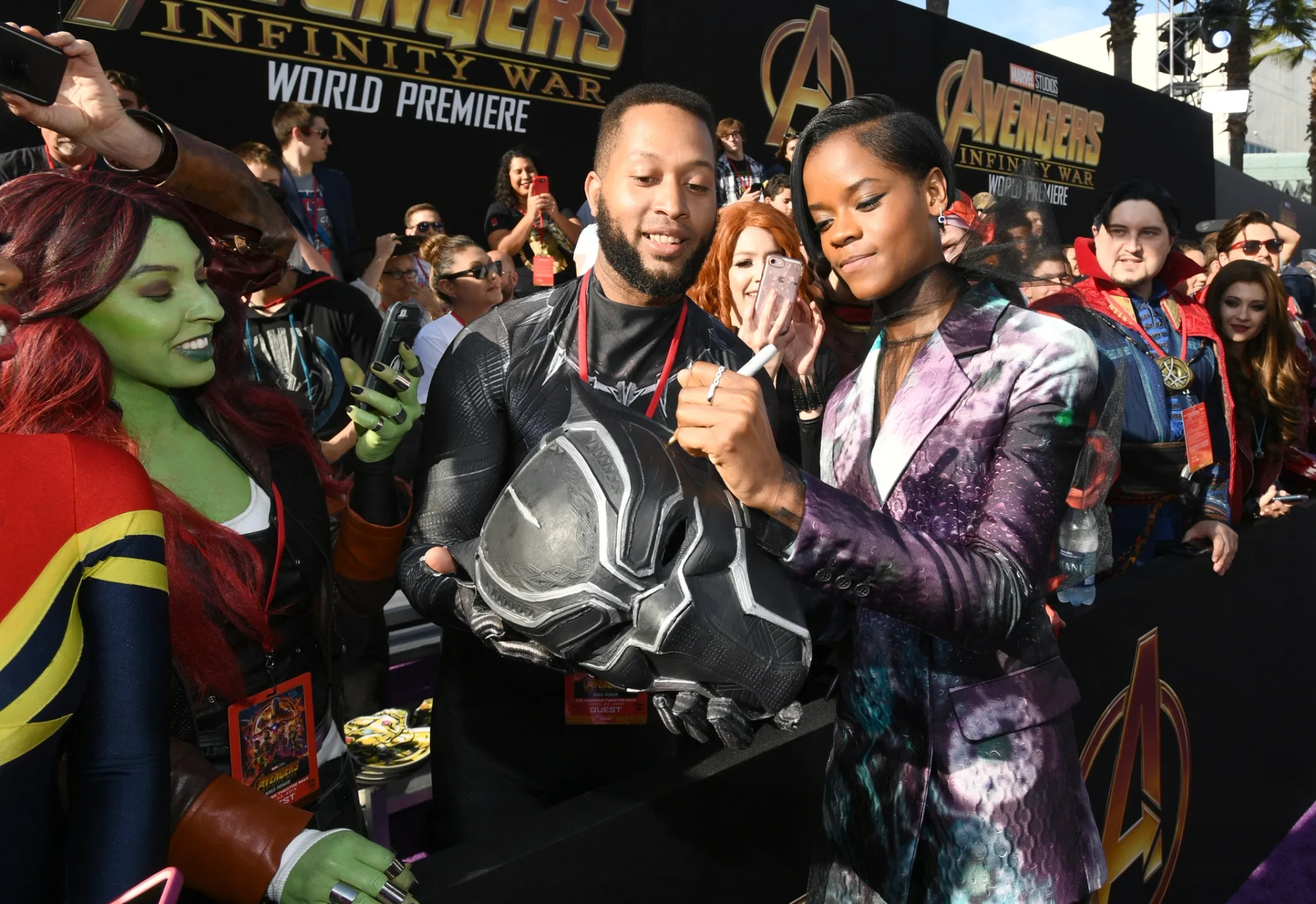 Letitia Wright at an event for Avengers: Infinity War (2018)