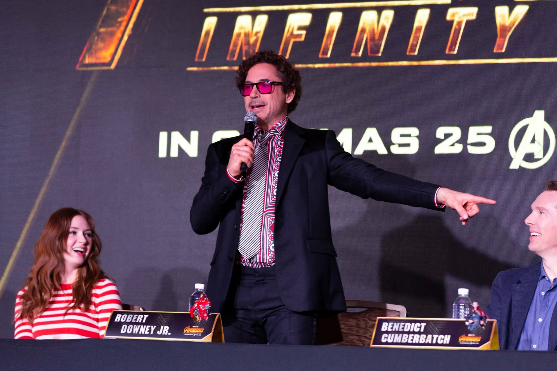 Robert Downey Jr., Benedict Cumberbatch, and Karen Gillan at an event for Avengers: Infinity War (2018)