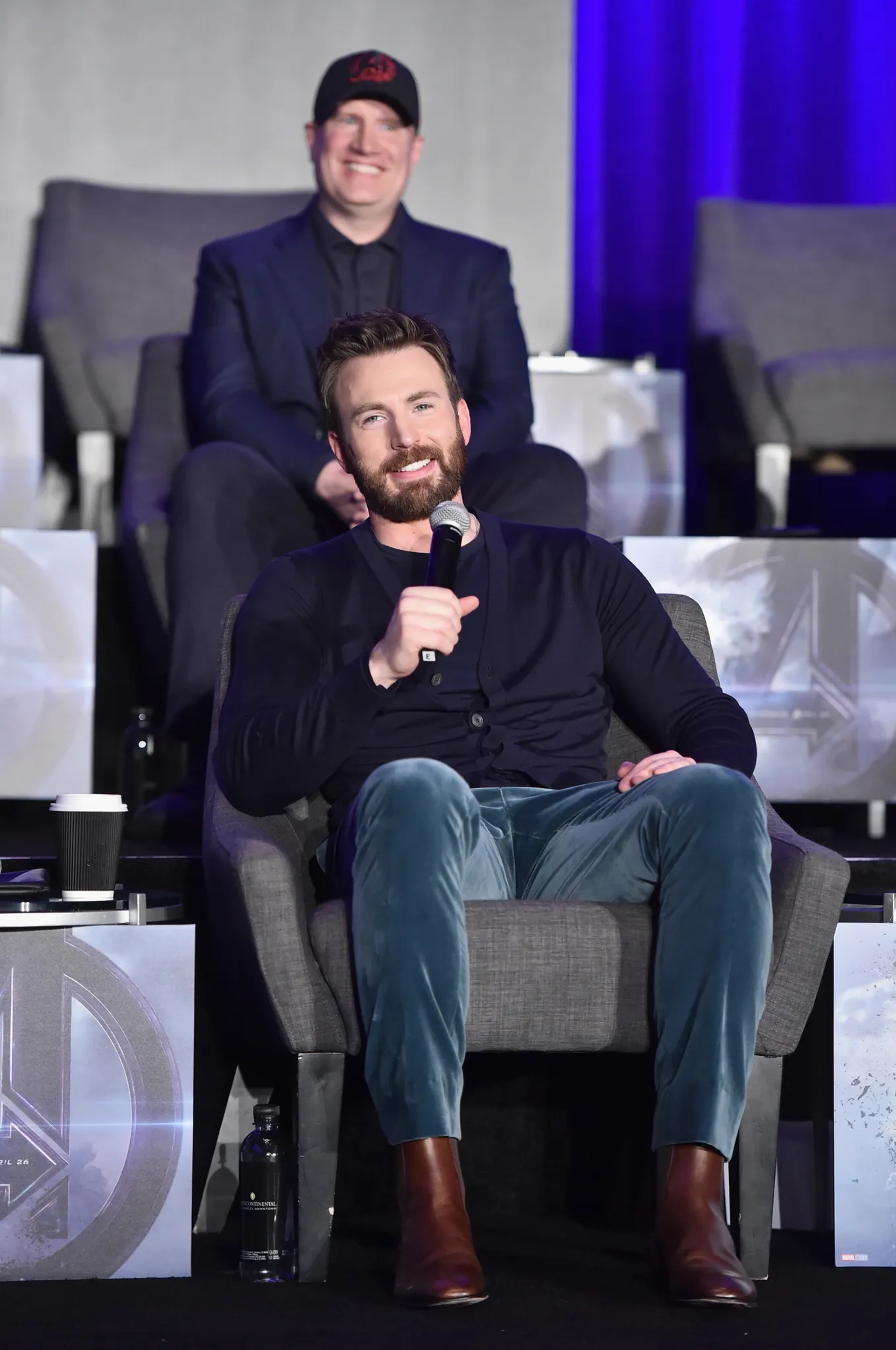 Chris Evans and Kevin Feige at an event for Avengers: Endgame (2019)