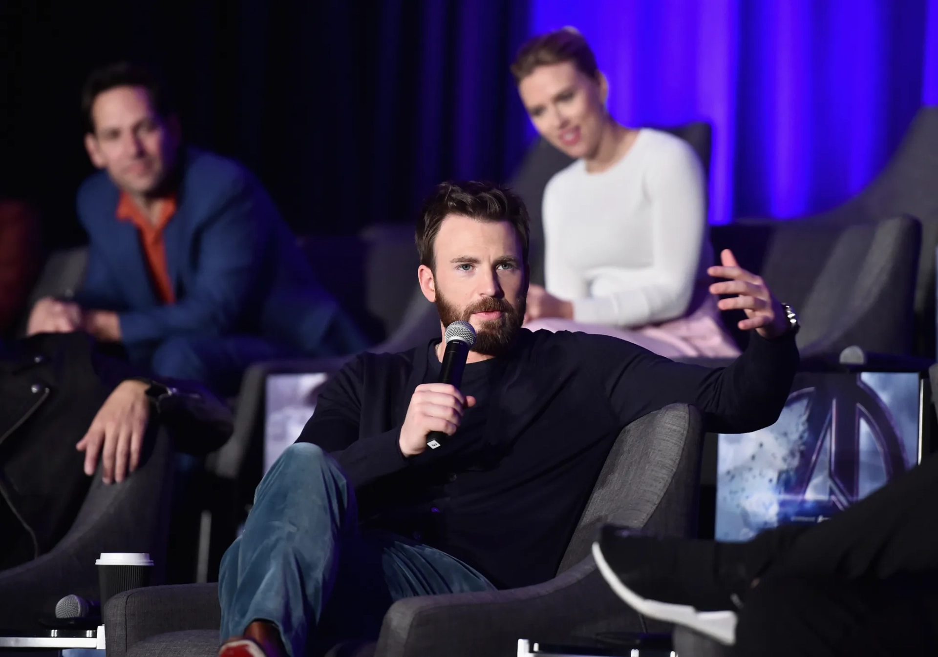 Chris Evans, Scarlett Johansson, and Paul Rudd at an event for Avengers: Endgame (2019)