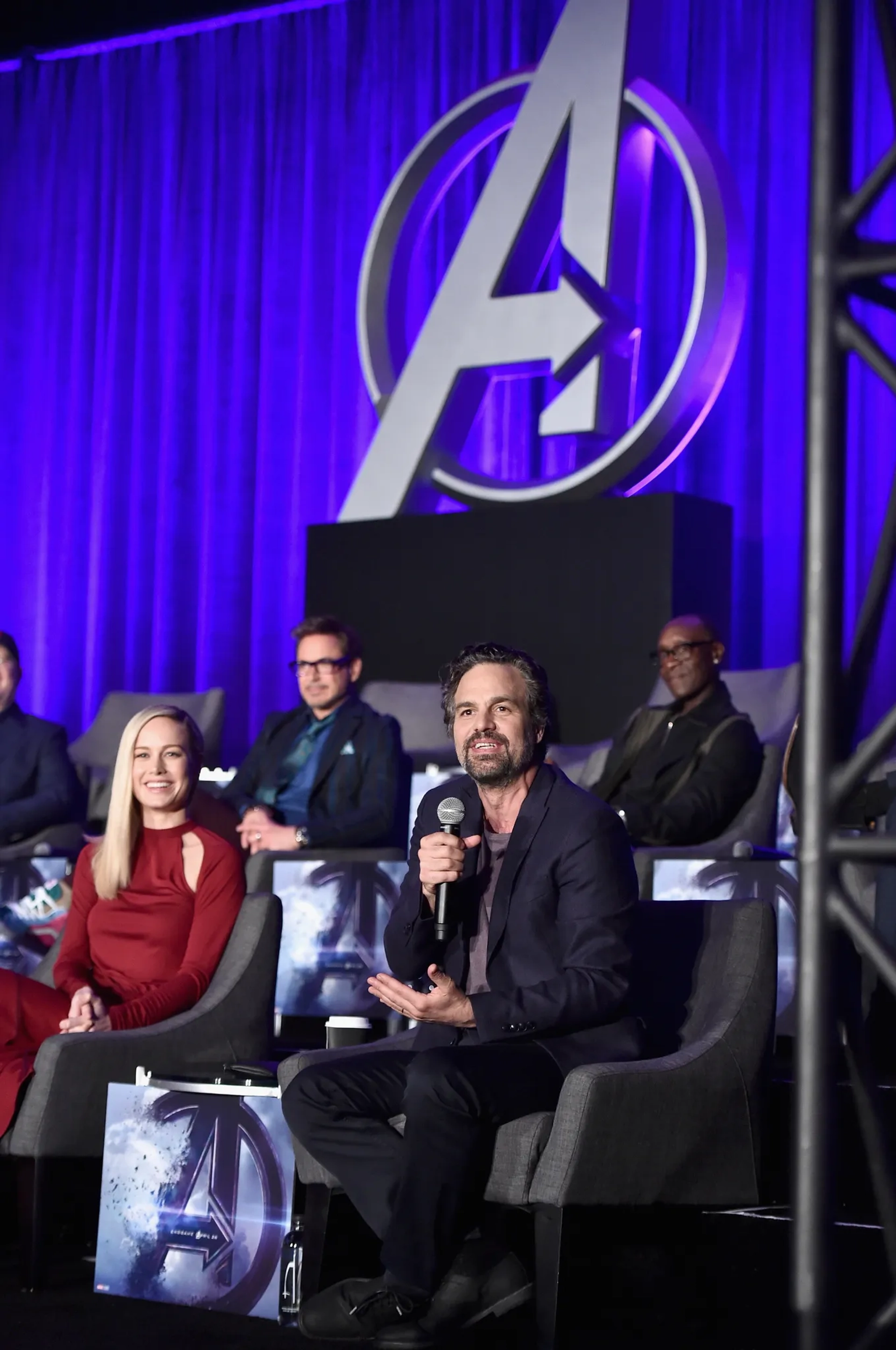 Don Cheadle, Robert Downey Jr., Chris Evans, Brie Larson, and Mark Ruffalo at an event for Avengers: Endgame (2019)