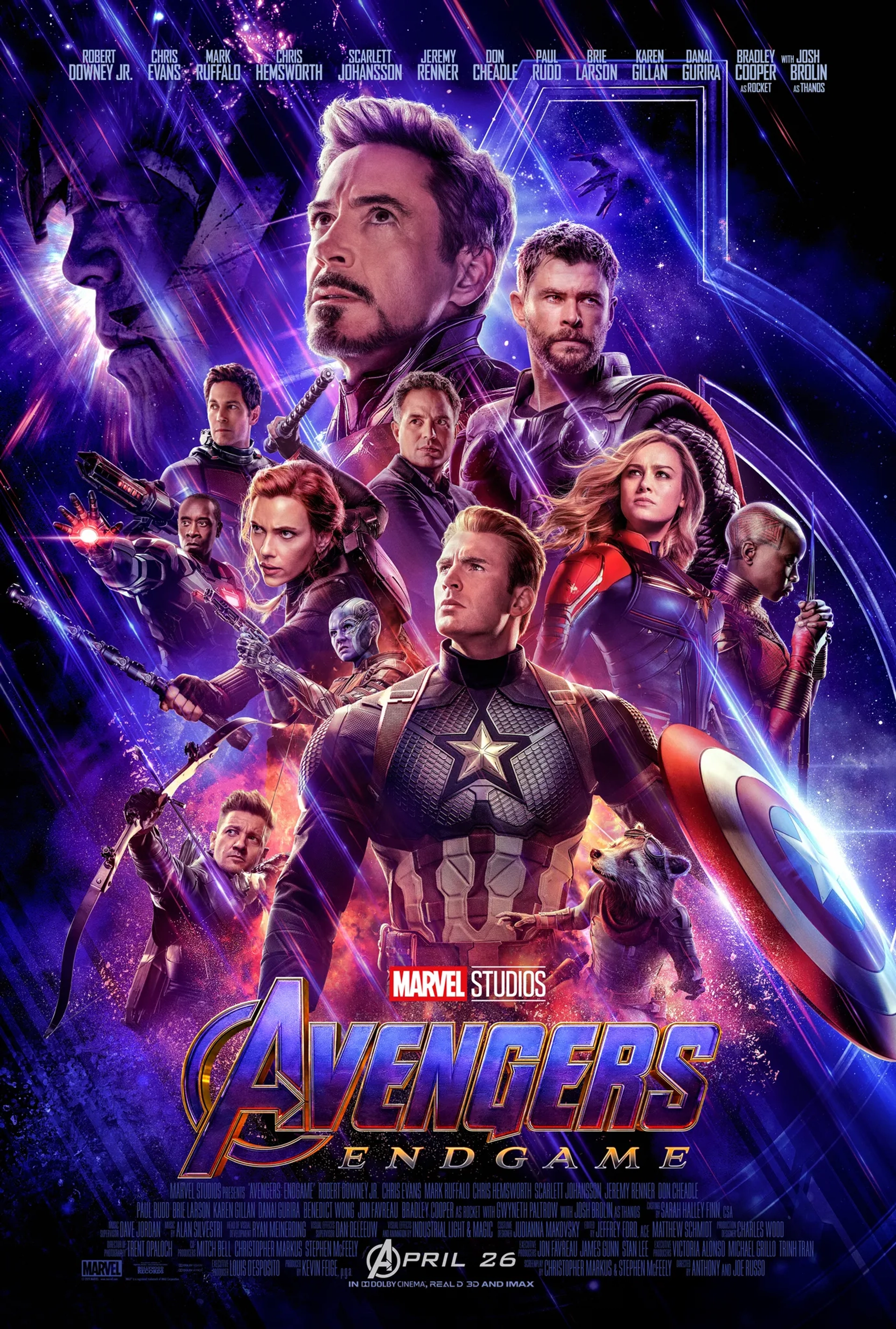 Don Cheadle, Robert Downey Jr., Josh Brolin, Bradley Cooper, Chris Evans, Scarlett Johansson, Brie Larson, Jeremy Renner, Paul Rudd, Mark Ruffalo, Chris Hemsworth, Danai Gurira, and Karen Gillan in Avengers: Endgame (2019)