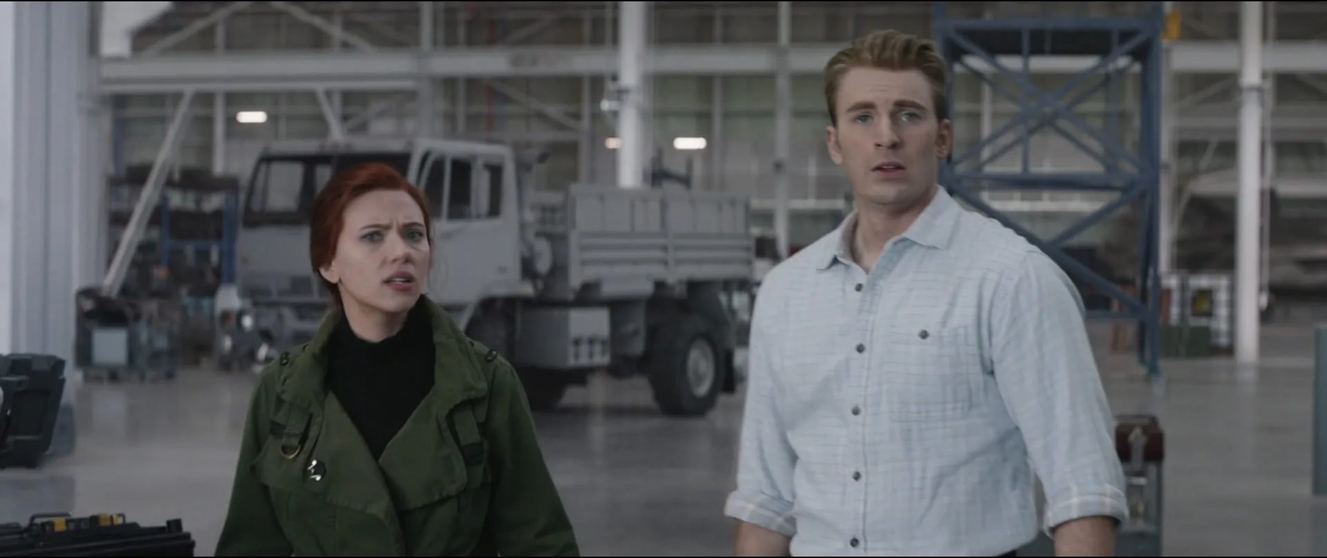 Chris Evans and Scarlett Johansson in Avengers: Endgame (2019)