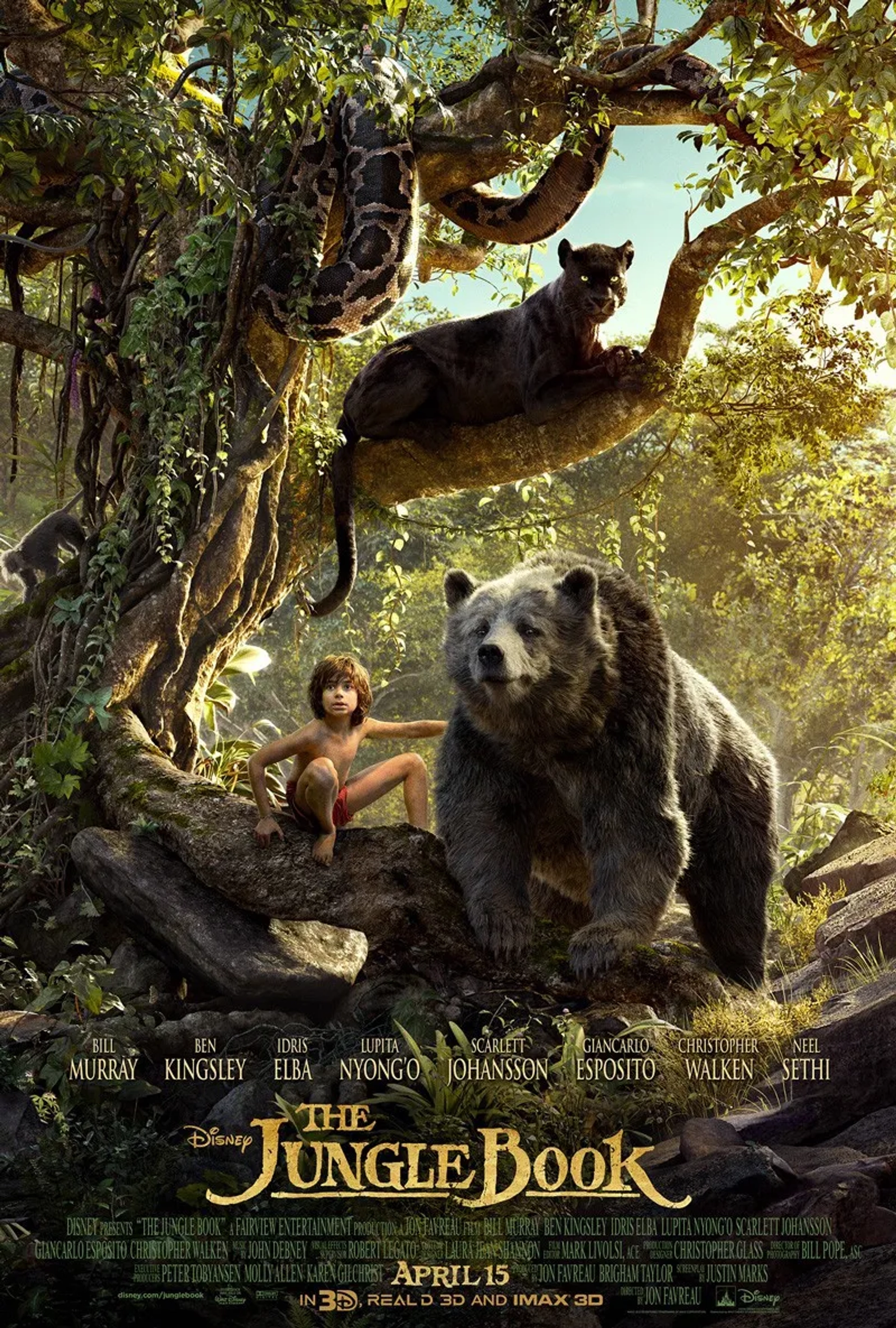 Bill Murray, Ben Kingsley, and Neel Sethi in The Jungle Book (2016)