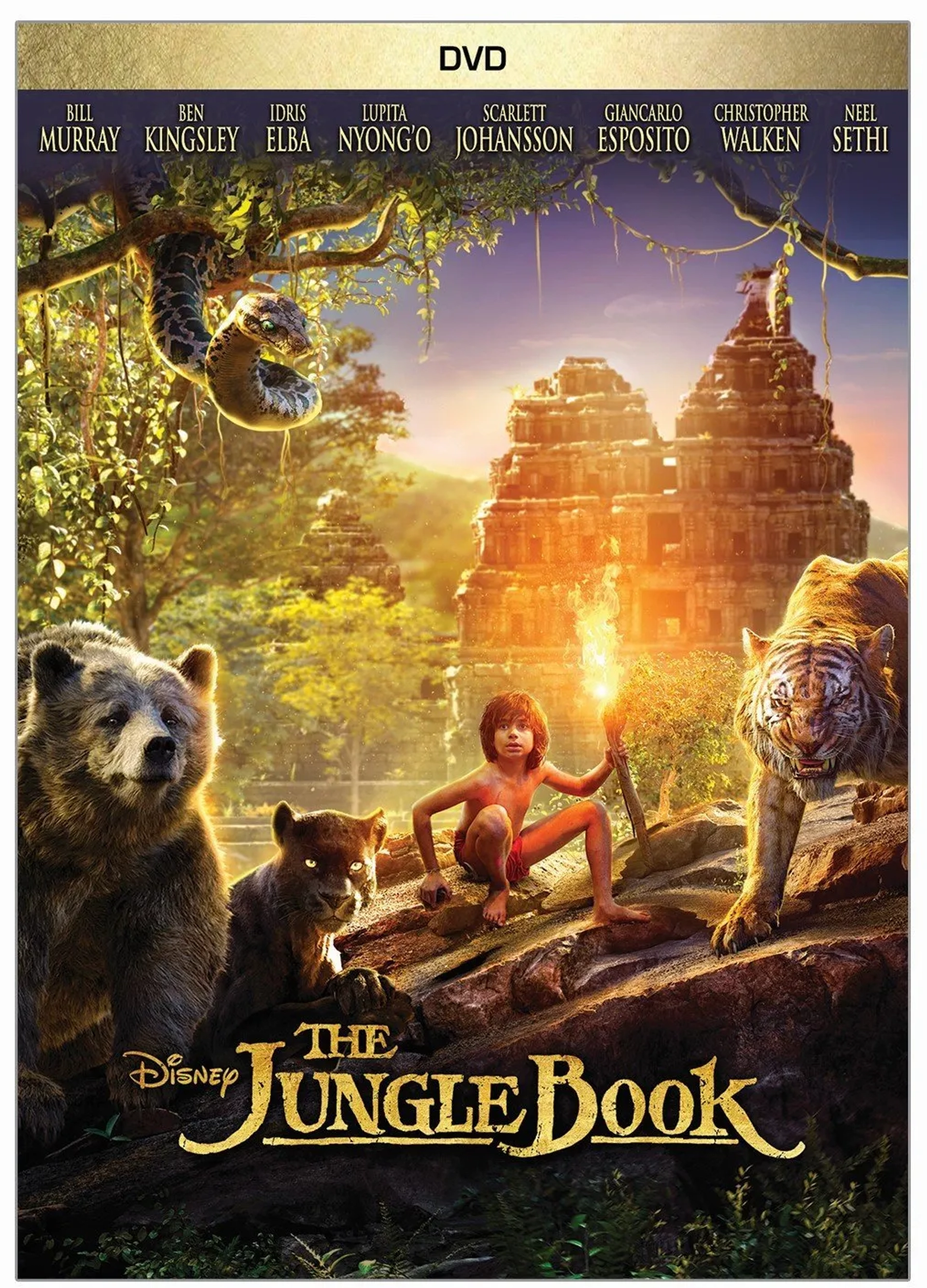 Bill Murray, Ben Kingsley, Idris Elba, Scarlett Johansson, and Neel Sethi in The Jungle Book (2016)