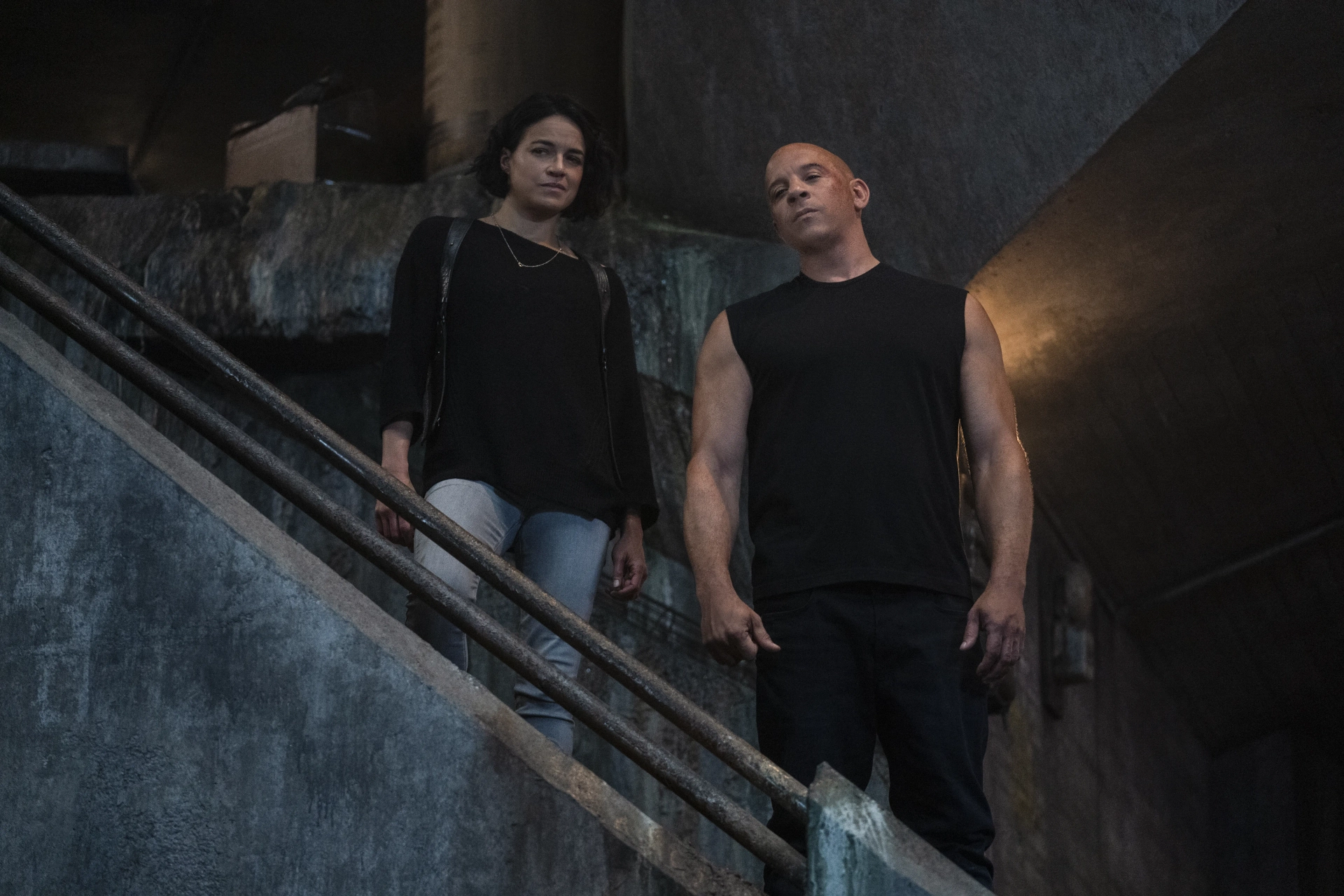 Vin Diesel and Michelle Rodriguez in F9: The Fast Saga (2021)