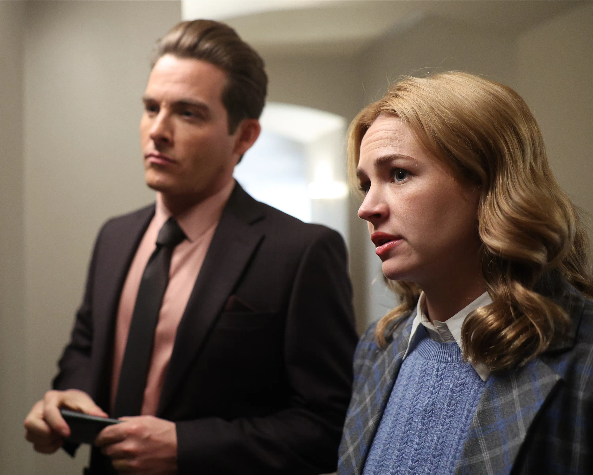 Kevin Zegers and Britt Robertson in The Rookie: Feds (2022)