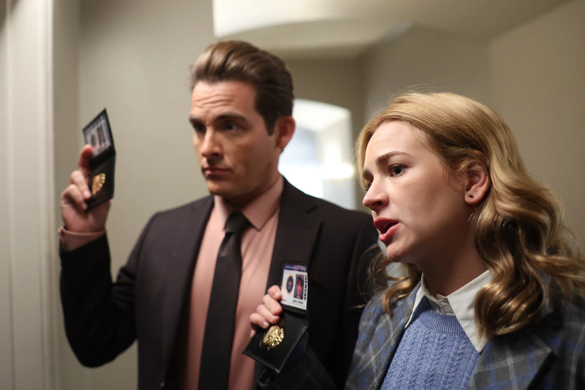 Kevin Zegers and Britt Robertson in The Rookie: Feds (2022)