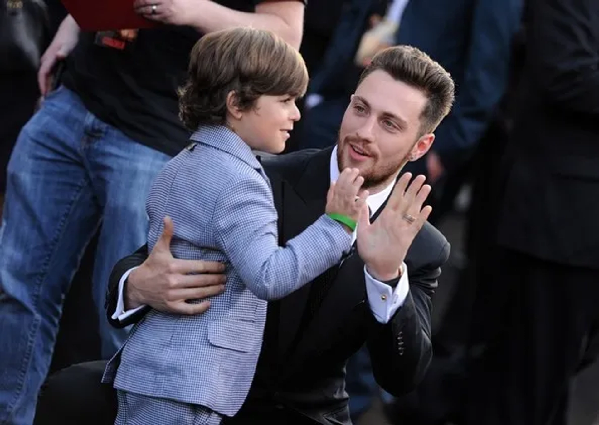 Carson Bolde and Aaron Taylor-Johnson, Godzilla Premiere