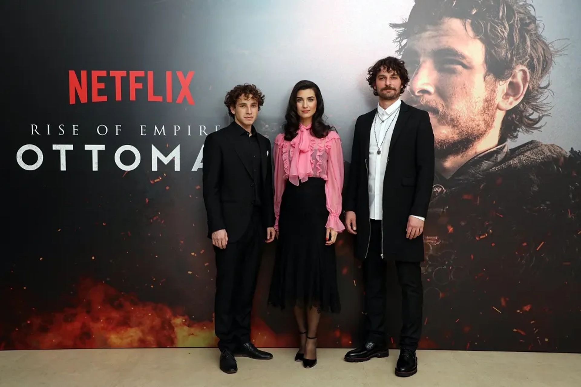 Tuba Büyüküstün, Birkan Sokullu, and Cem Yigit Uzümoglu at an event for Rise of Empires: Ottoman (2020)