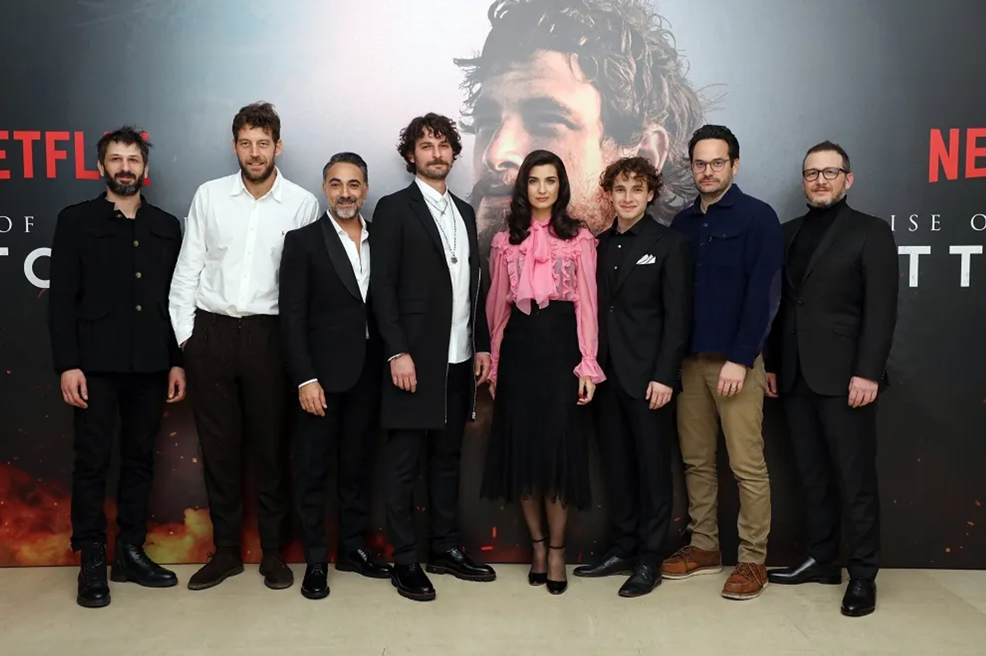 Tuba Büyüküstün, Osman Sonant, Selim Bayraktar, Birkan Sokullu, Ushan Çakir, Tommaso Basili, and Cem Yigit Uzümoglu at an event for Rise of Empires: Ottoman (2020)