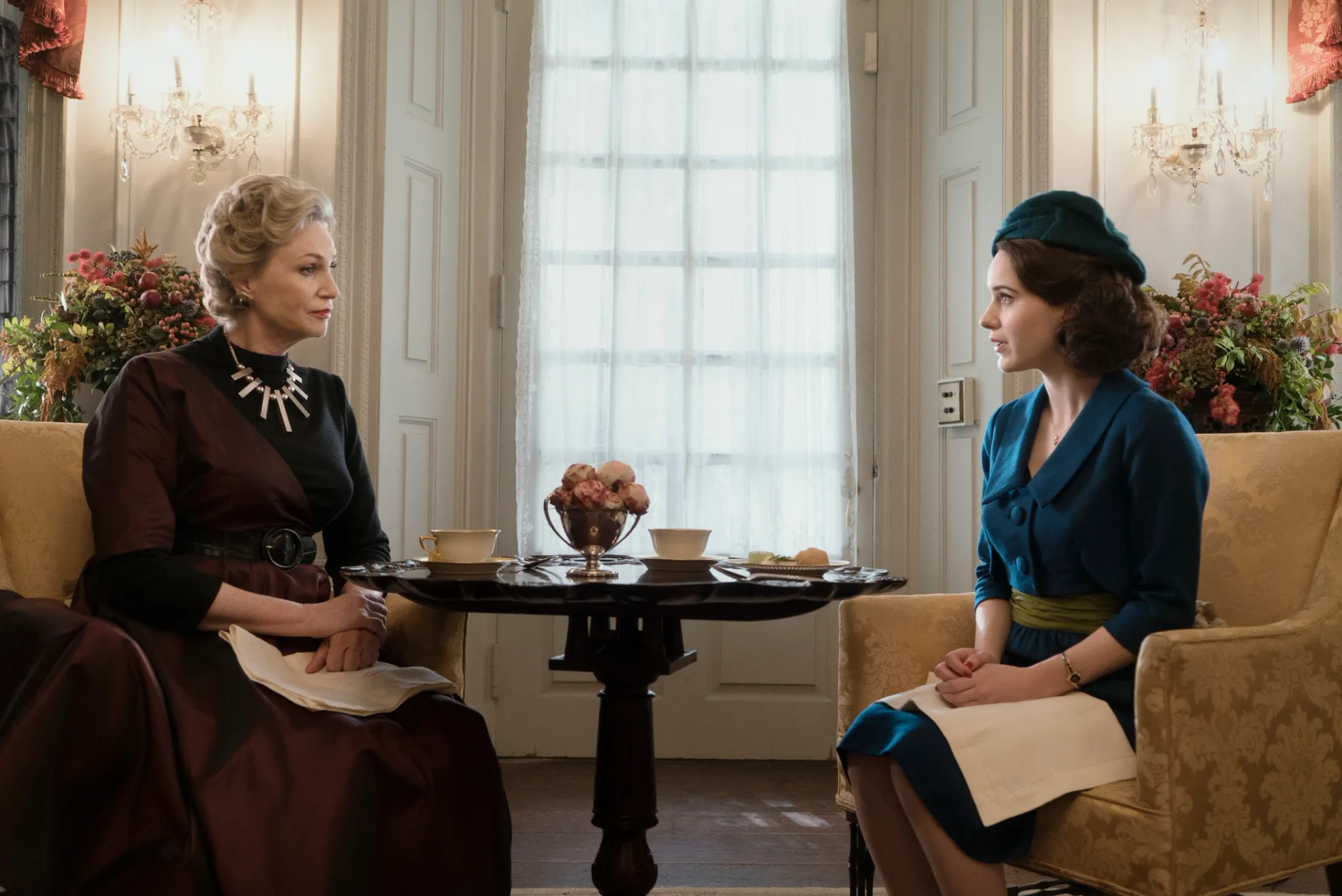 Jane Lynch and Rachel Brosnahan in The Marvelous Mrs. Maisel (2017)