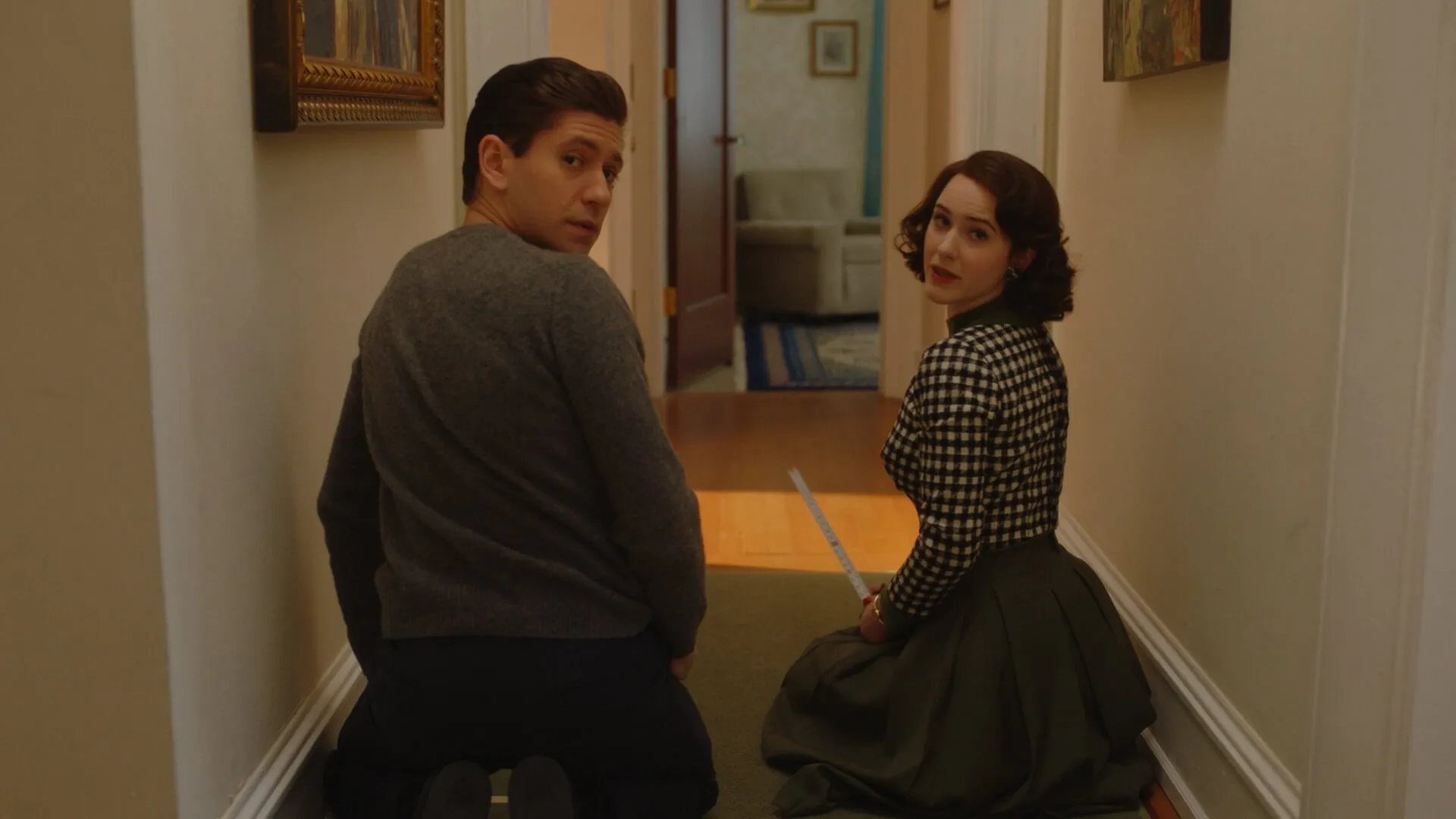 Michael Zegen and Rachel Brosnahan in The Marvelous Mrs. Maisel: Typos and Torsos (2023)