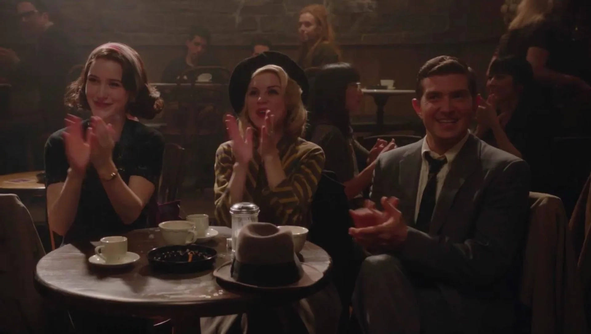 Joel Johnstone, Rachel Brosnahan, and Bailey De Young in The Marvelous Mrs. Maisel (2017)