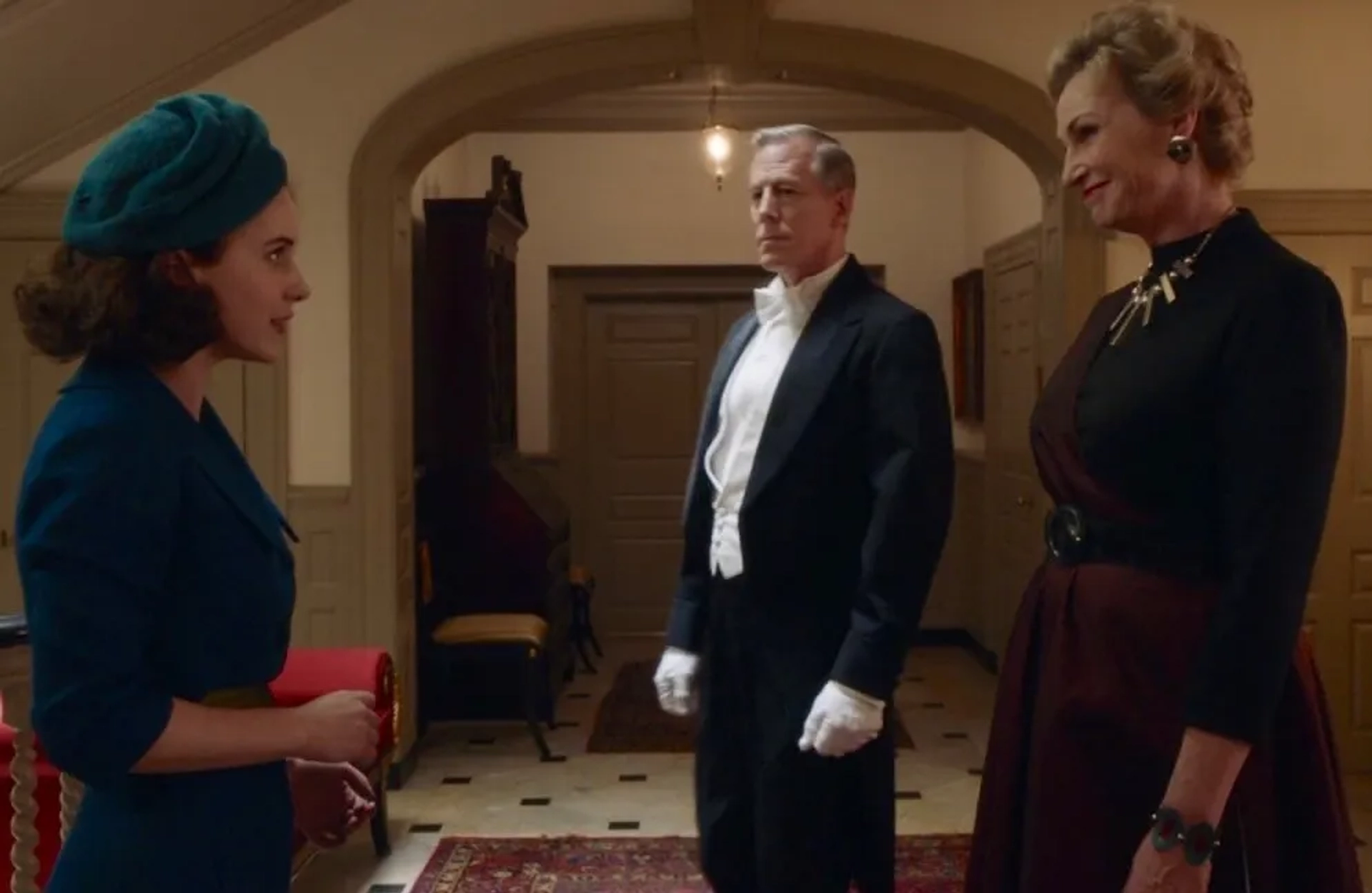 Steven Hauck with Rachel Brosnahan and Jane Lynch in The Marvelous Mrs. Maisel (2017)