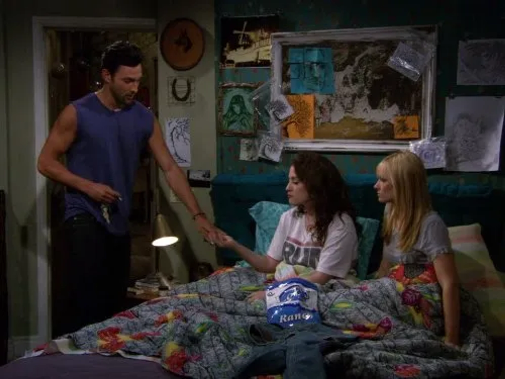 Kat Dennings, Beth Behrs, and Noah Mills in 2 Broke Girls (2011)