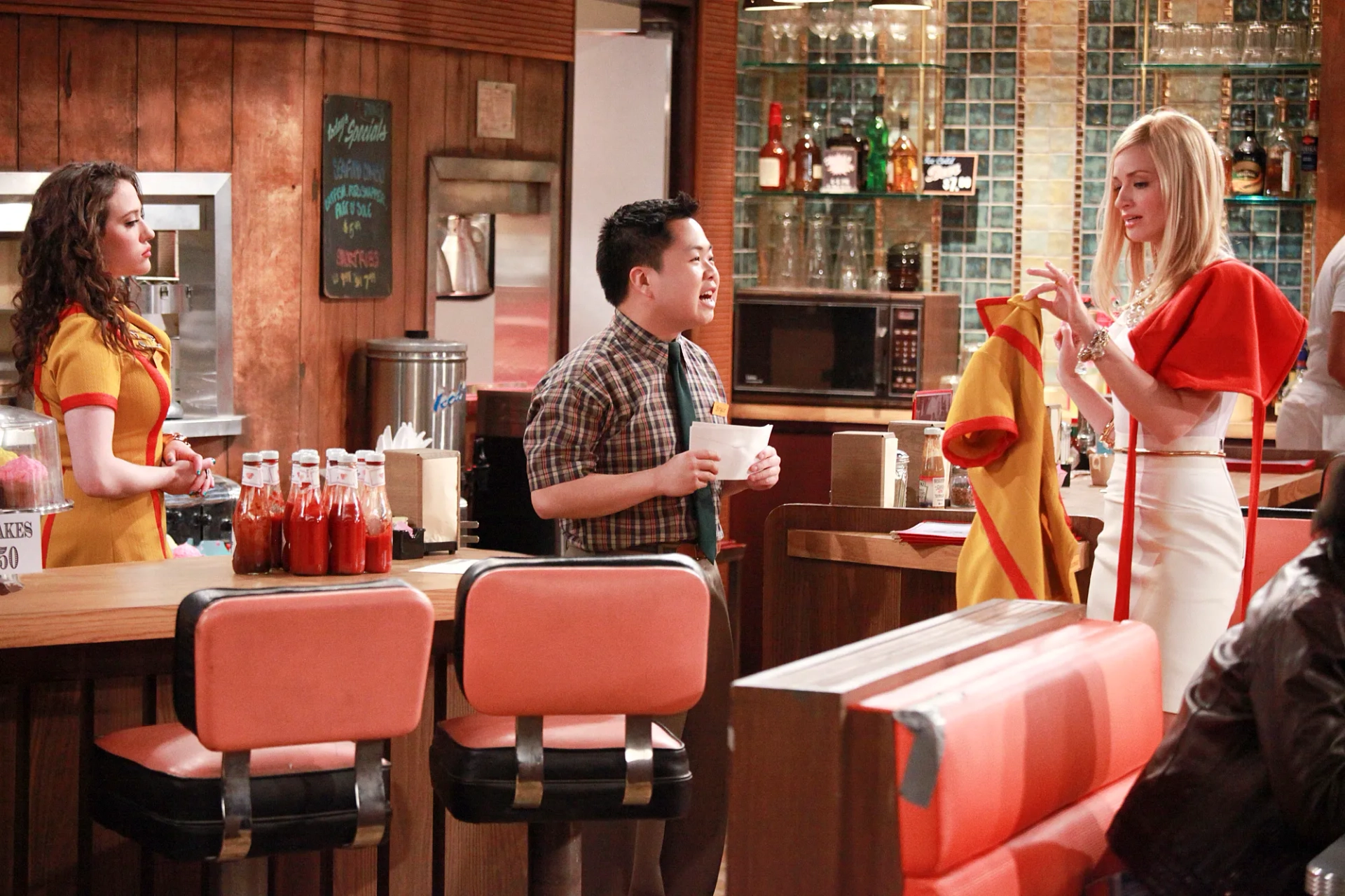 Kat Dennings, Matthew Moy, and Beth Behrs in 2 Broke Girls (2011)