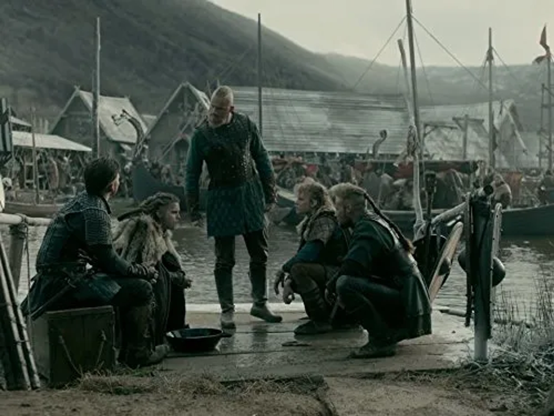 Alexander Ludwig, Jordan Patrick Smith, Marco Ilsø, Alex Høgh Andersen, and Linnéa Lindström in Vikings (2013)