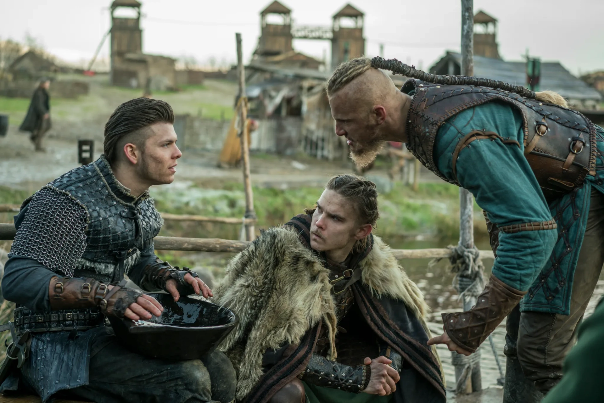 Alexander Ludwig, Marco Ilsø, and Alex Høgh Andersen in Vikings (2013)