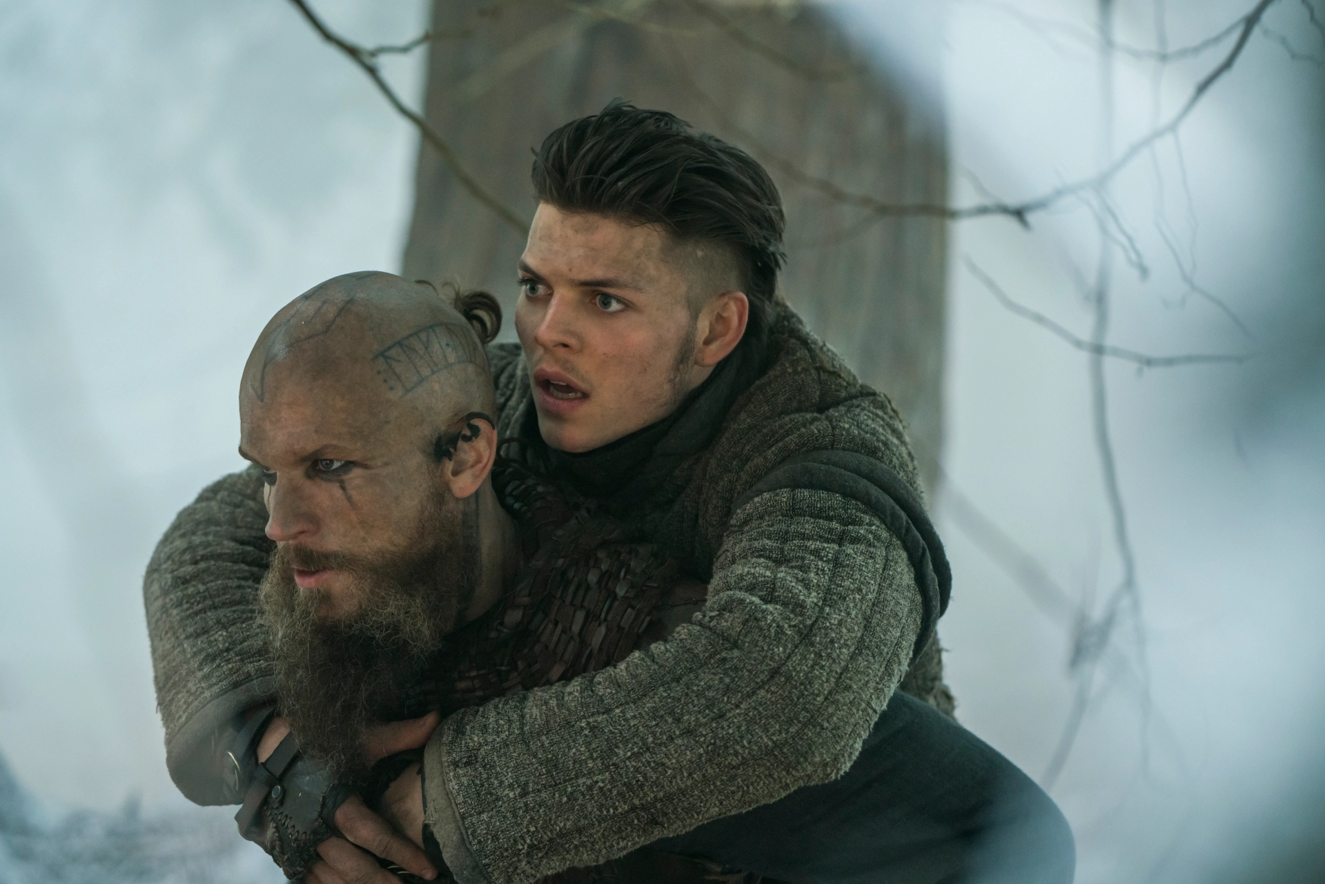 Gustaf Skarsgård and Alex Høgh Andersen in Vikings (2013)