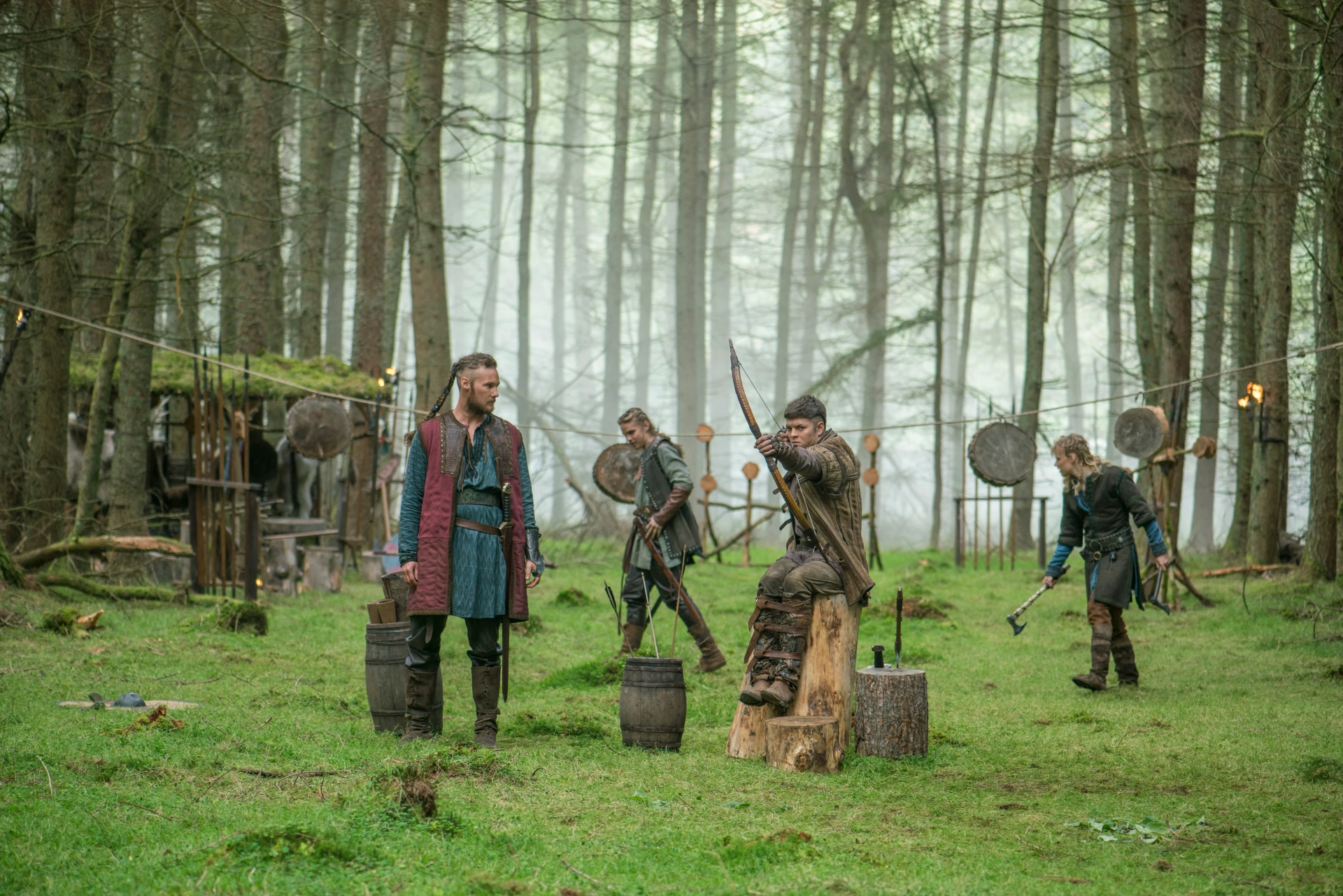 Jordan Patrick Smith, Marco Ilsø, Alex Høgh Andersen, and Linnéa Lindström in Vikings (2013)