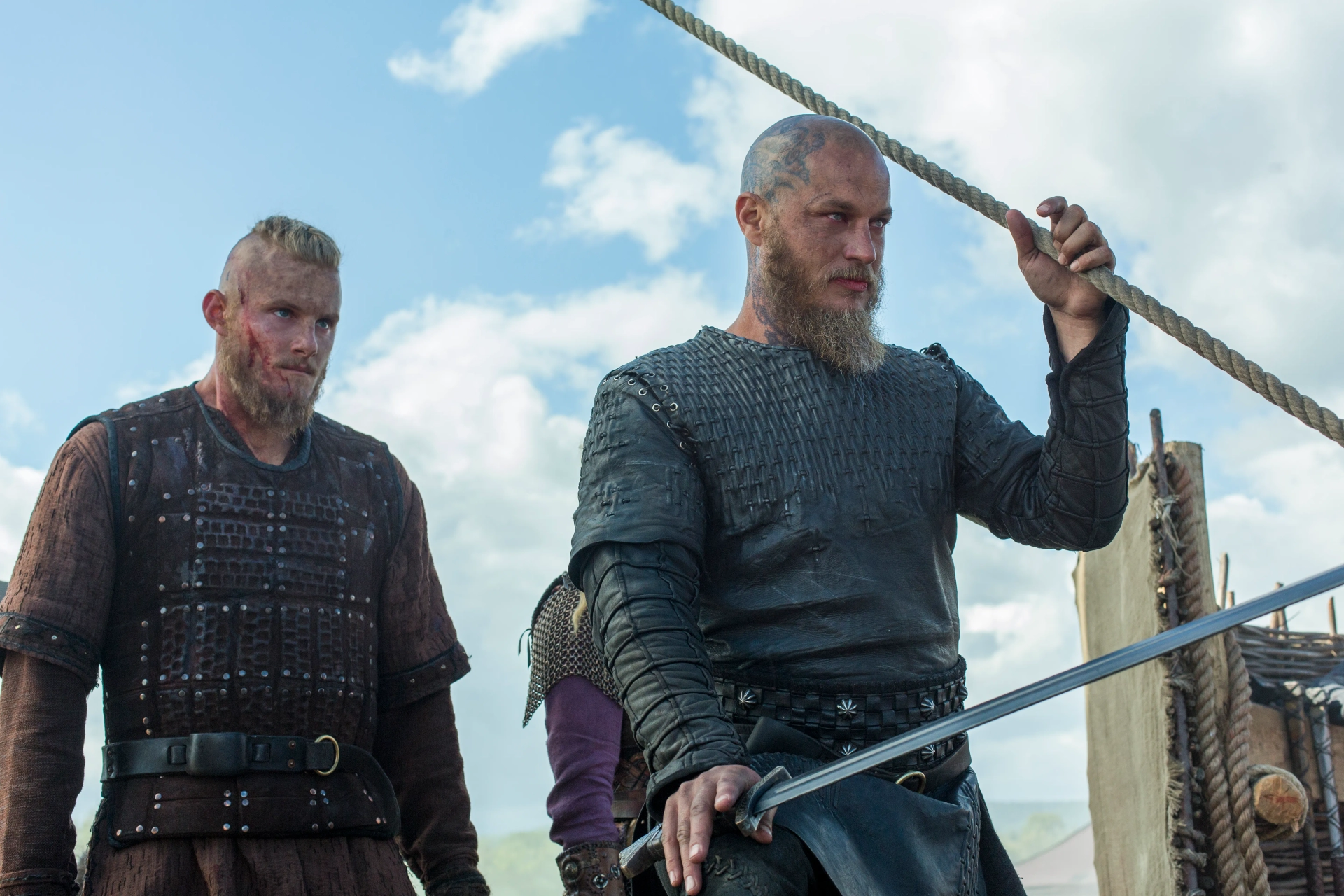 Katheryn Winnick, Travis Fimmel, and Alexander Ludwig in Vikings (2013)