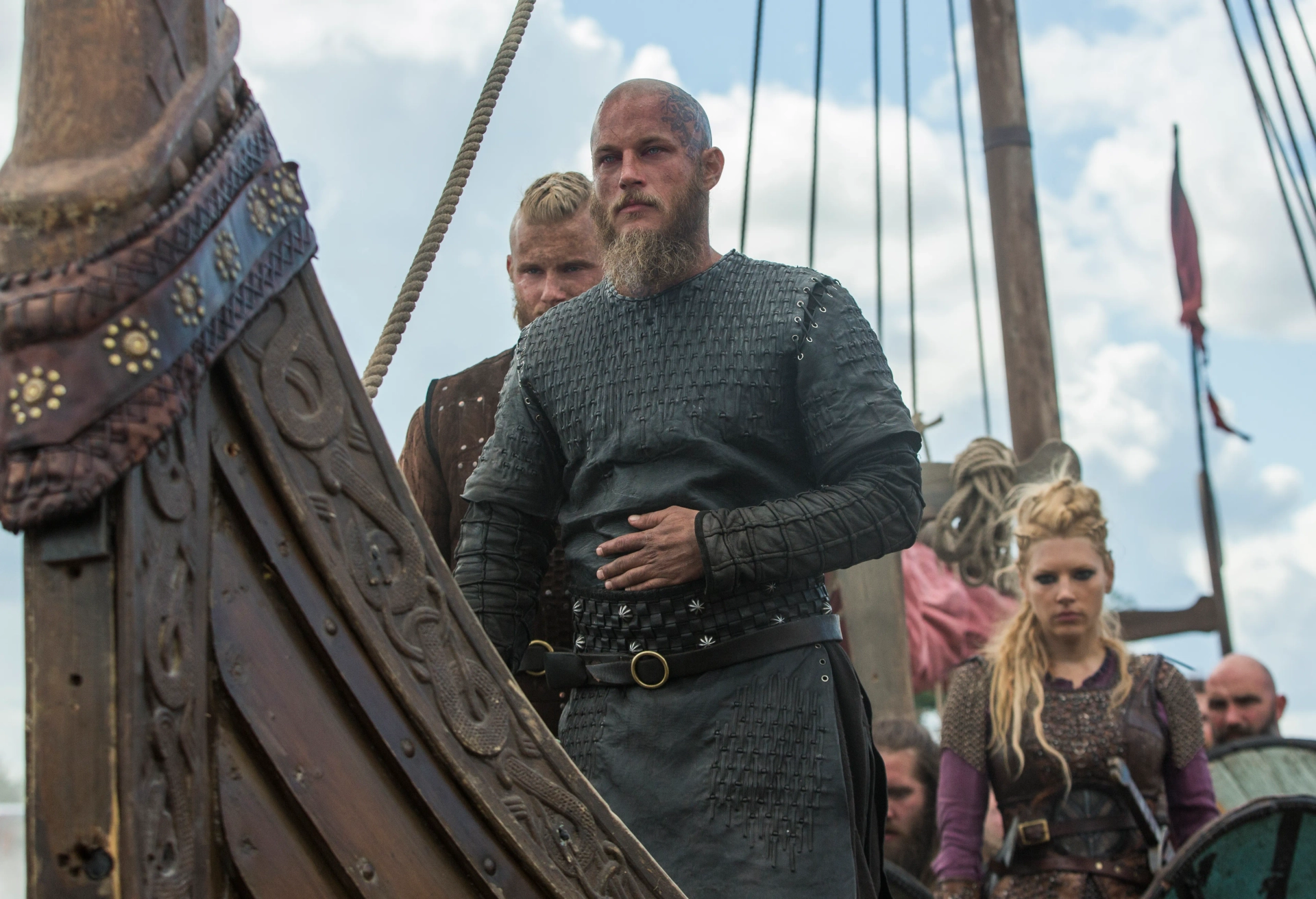 Katheryn Winnick, Travis Fimmel, and Alexander Ludwig in Vikings (2013)