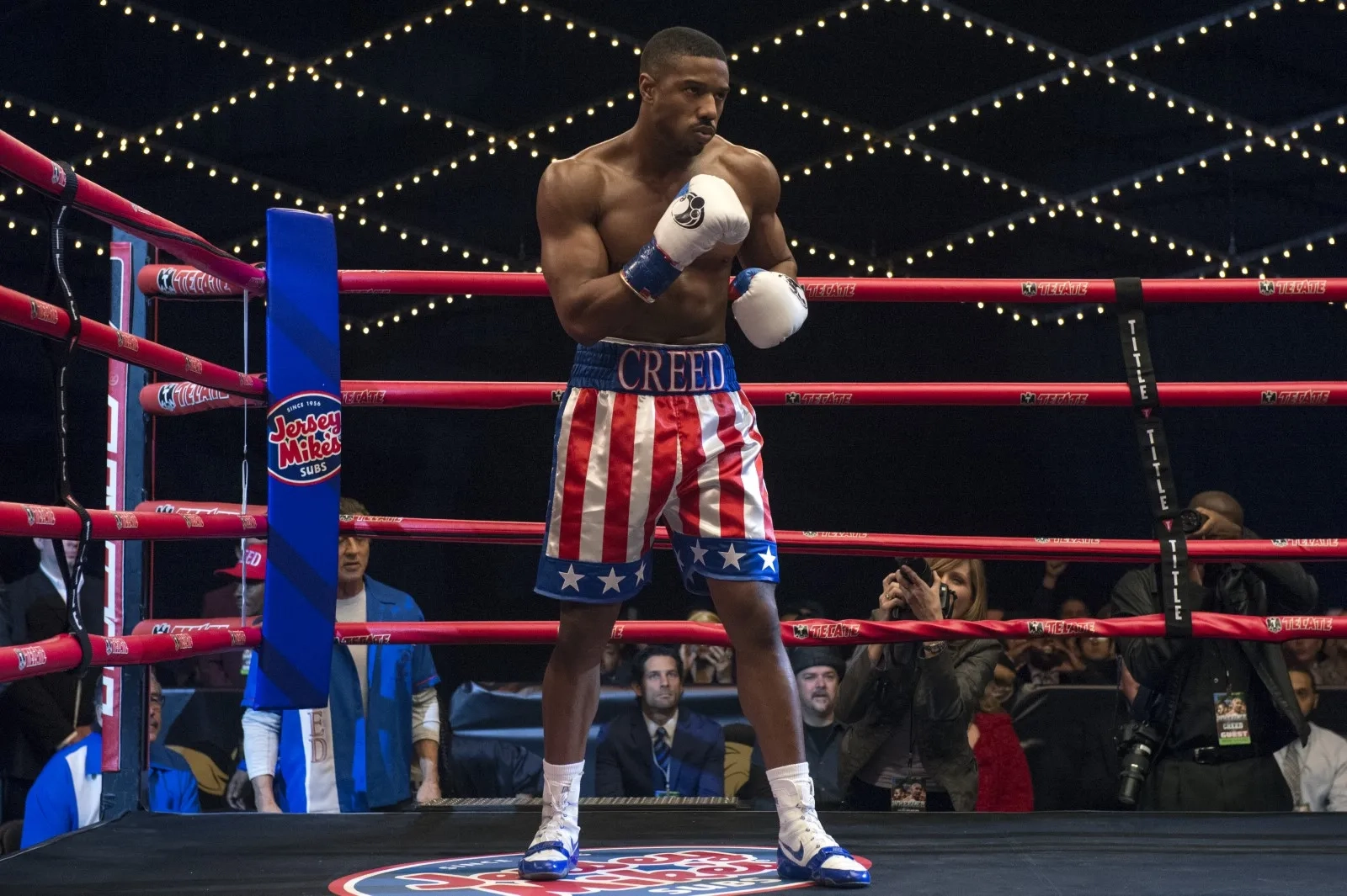 Sylvester Stallone, Jacob 'Stitch' Duran, Michael B. Jordan, Marco Rosario, and Stanislav V. Derevyanko in Creed II (2018)