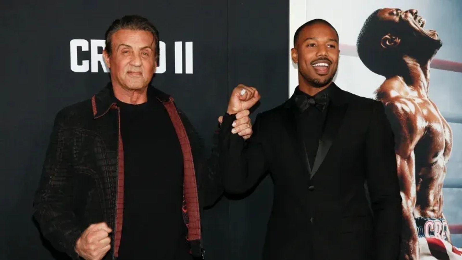 Sylvester Stallone and Michael B. Jordan at an event for Creed II (2018)