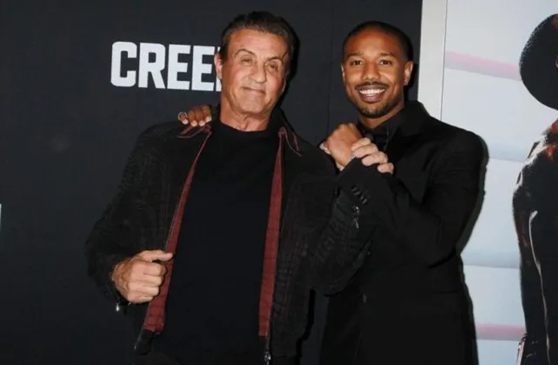 Sylvester Stallone and Michael B. Jordan at an event for Creed II (2018)