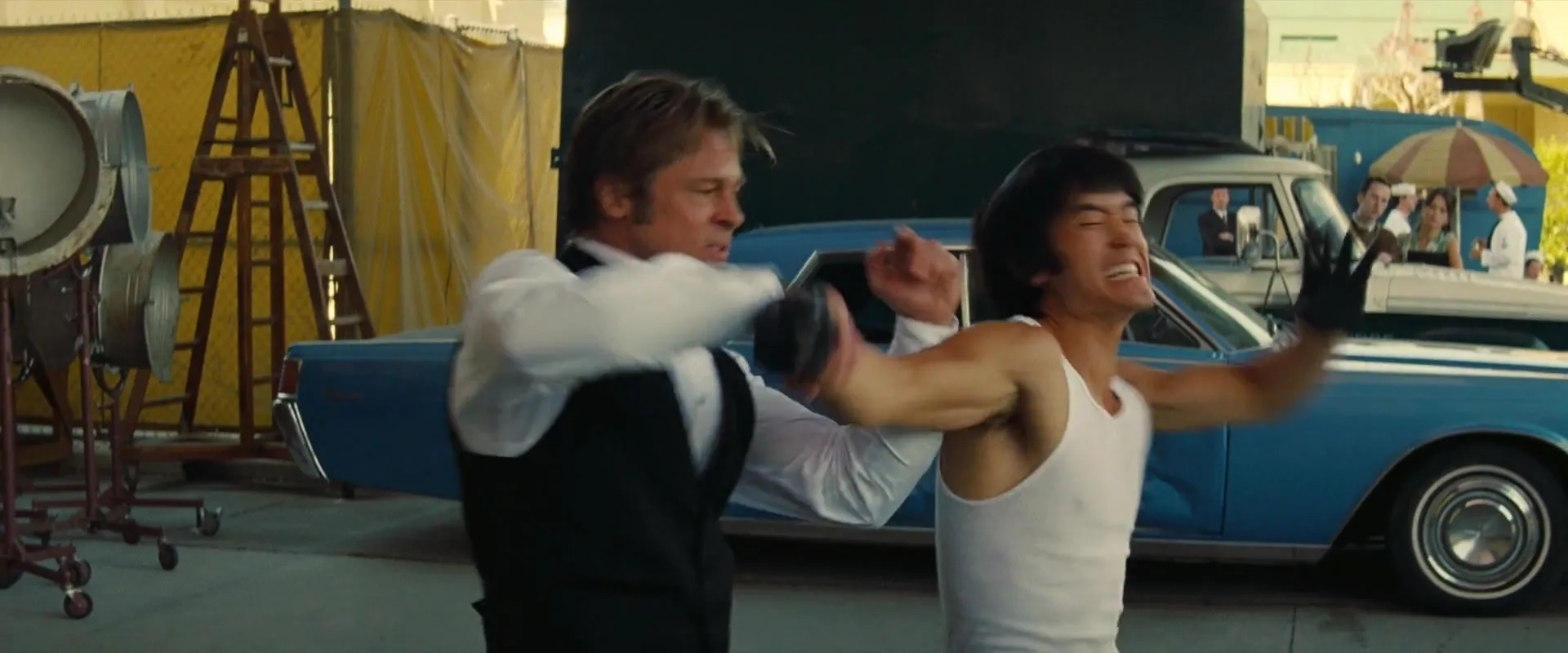 Brad Pitt and Mike Moh in Once Upon a Time in Hollywood (2019)