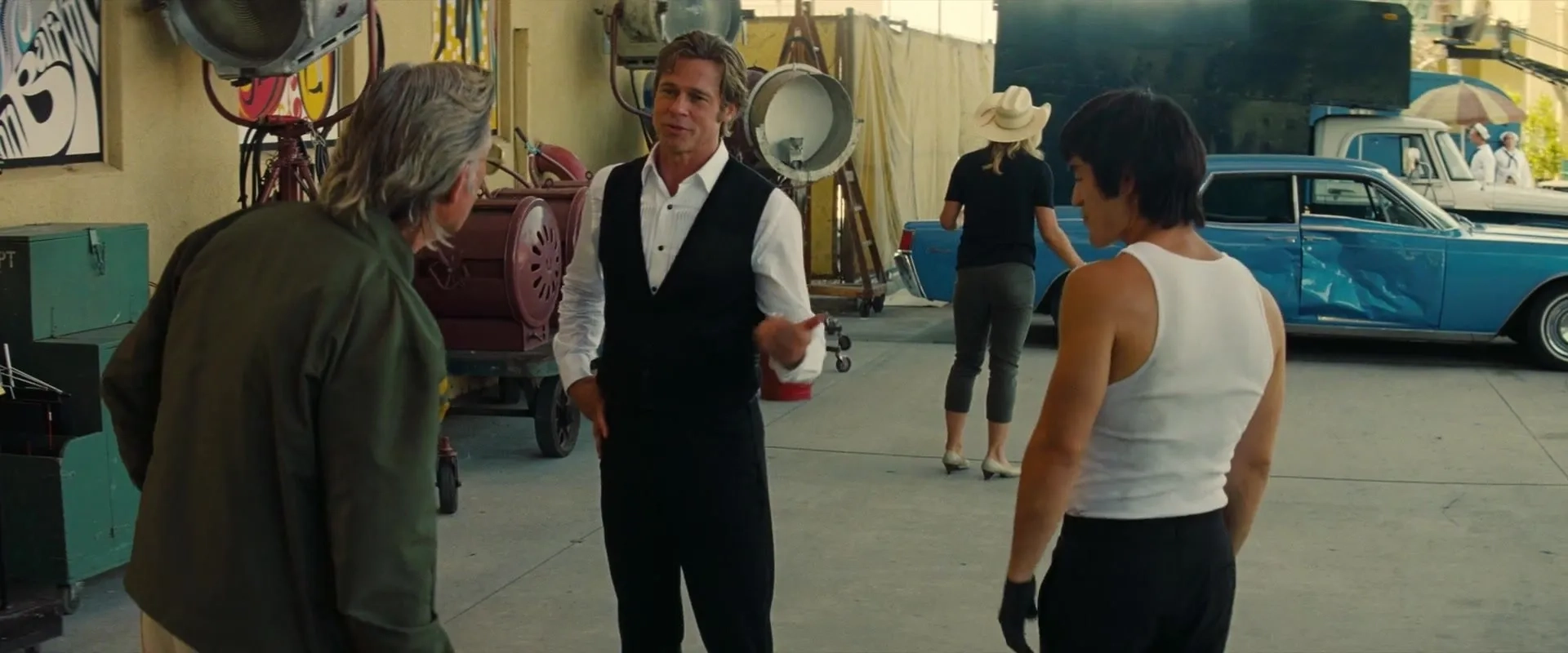 Brad Pitt, Kurt Russell, Zoë Bell, and Mike Moh in Once Upon a Time in Hollywood (2019)