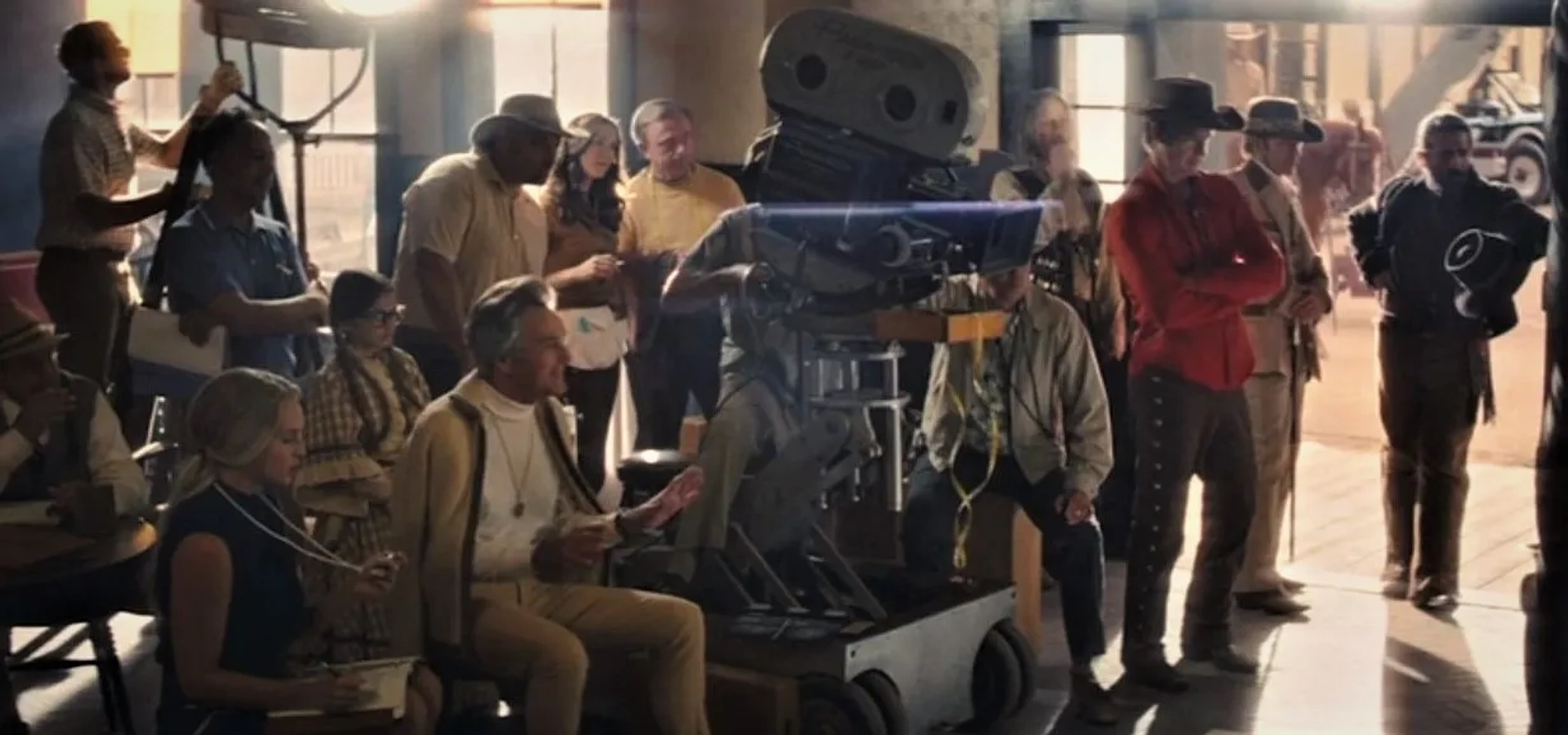 Luke Perry, Nicholas Hammond, Timothy Olyphant, Julia Butters, and Allison Yaple in Once Upon a Time in Hollywood (2019)