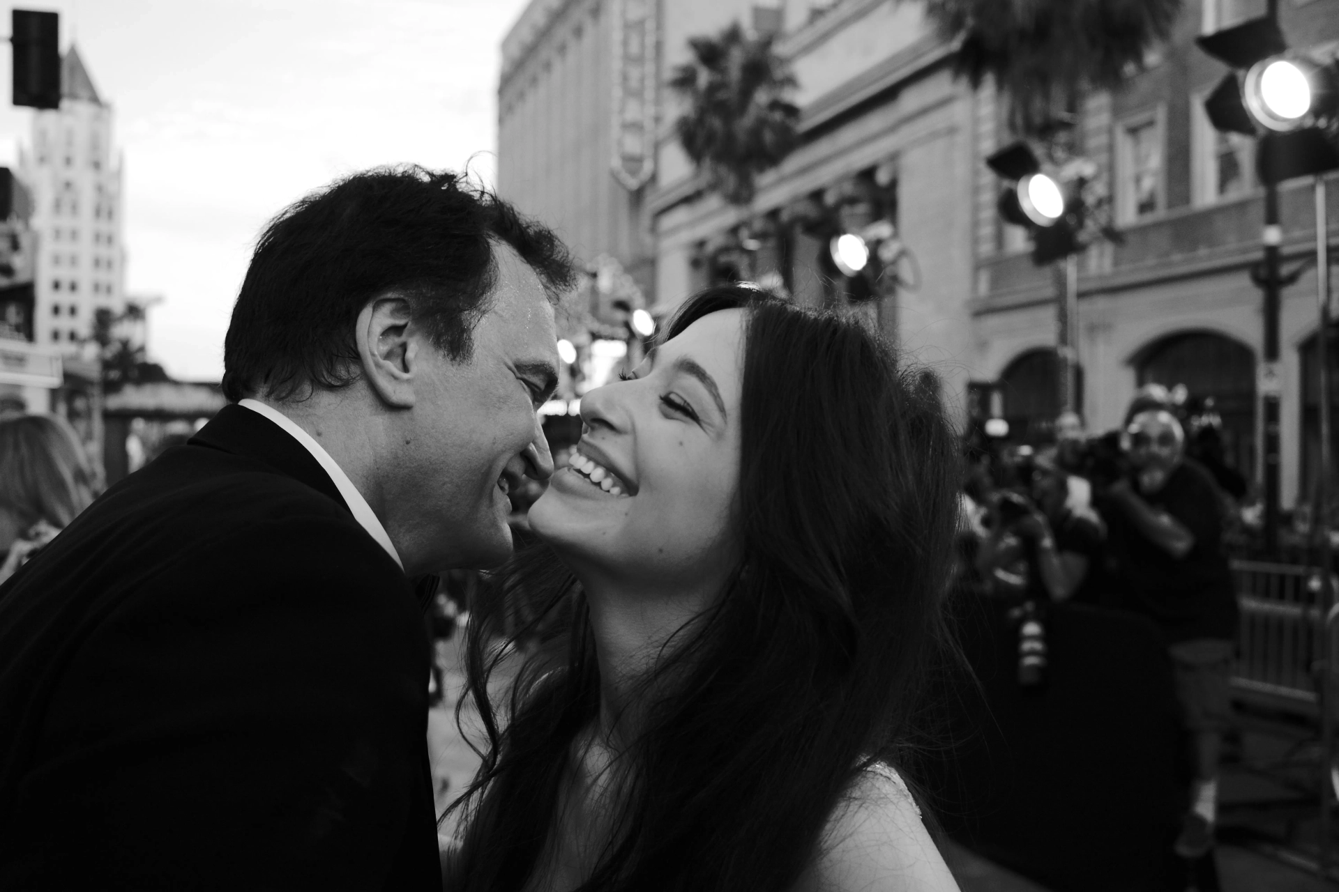 JULY 22: Mikey Madison and Quentin Tarantino attend Sony Pictures' "Once Upon A Time...In Hollywood" Los Angeles Premier on July 22, 2019 in Hollywood, California.