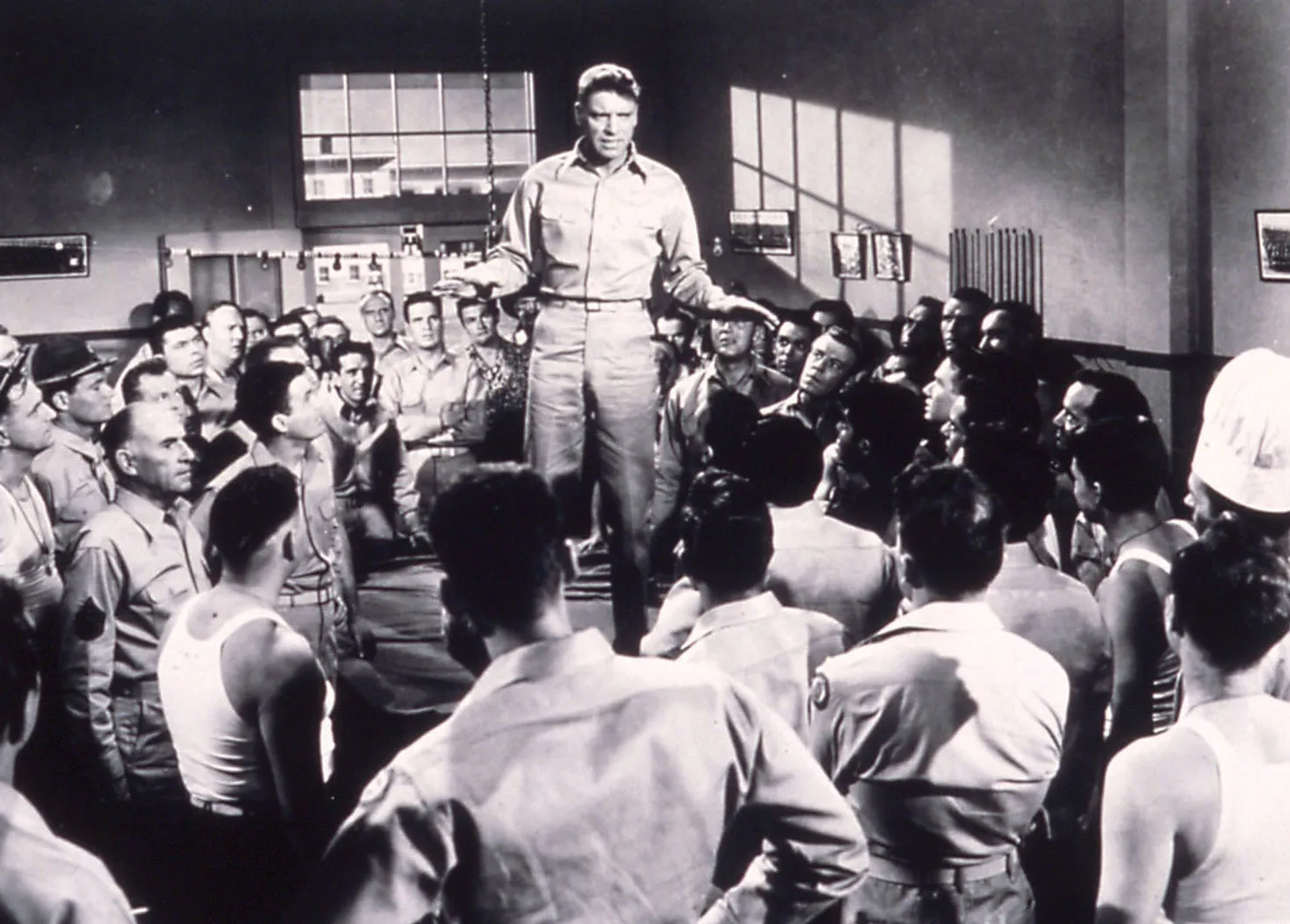 Burt Lancaster, Claude Akins, and Tim Ryan in From Here to Eternity (1953)