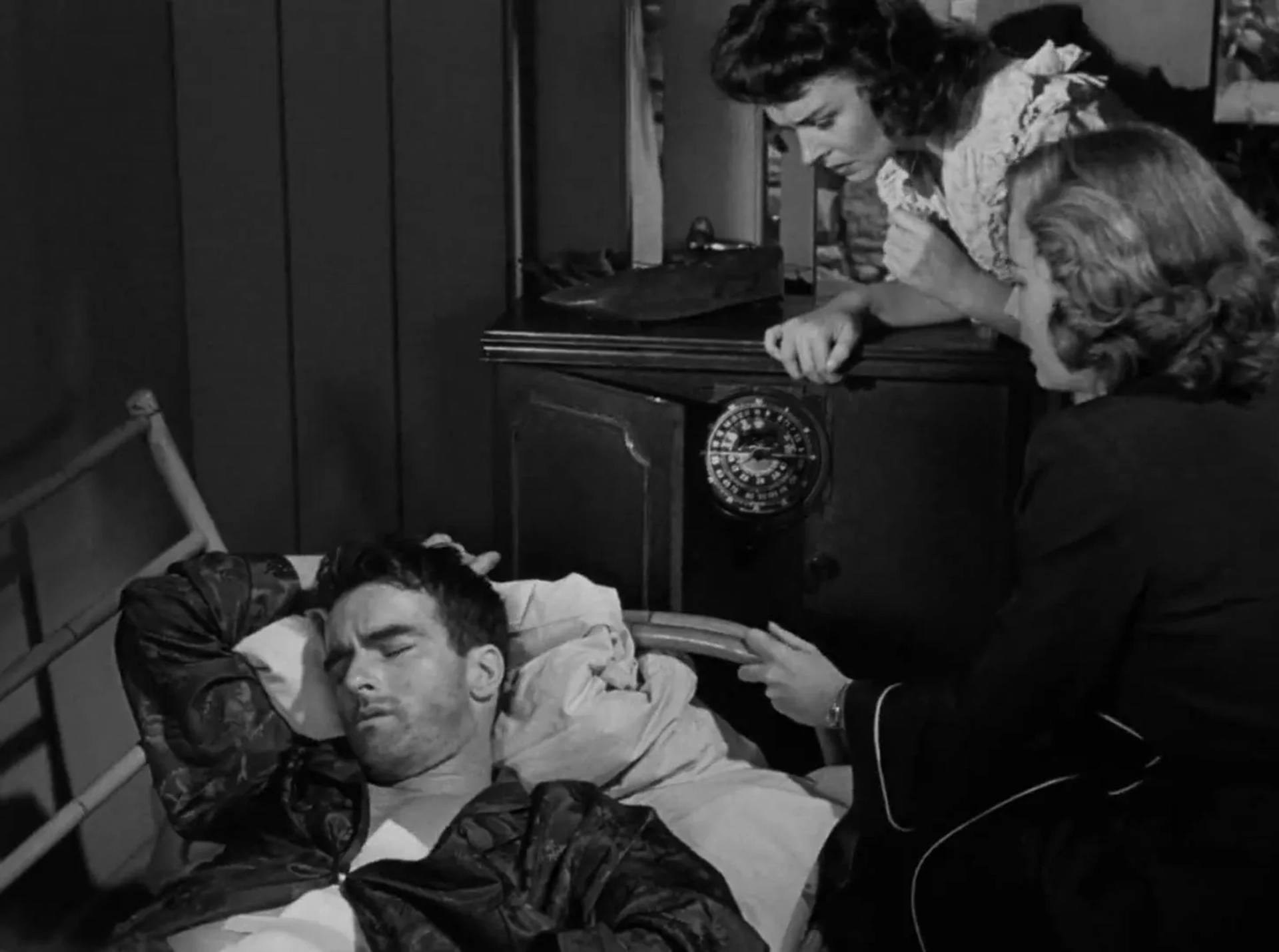 Montgomery Clift, Donna Reed, and Kristine Miller in From Here to Eternity (1953)